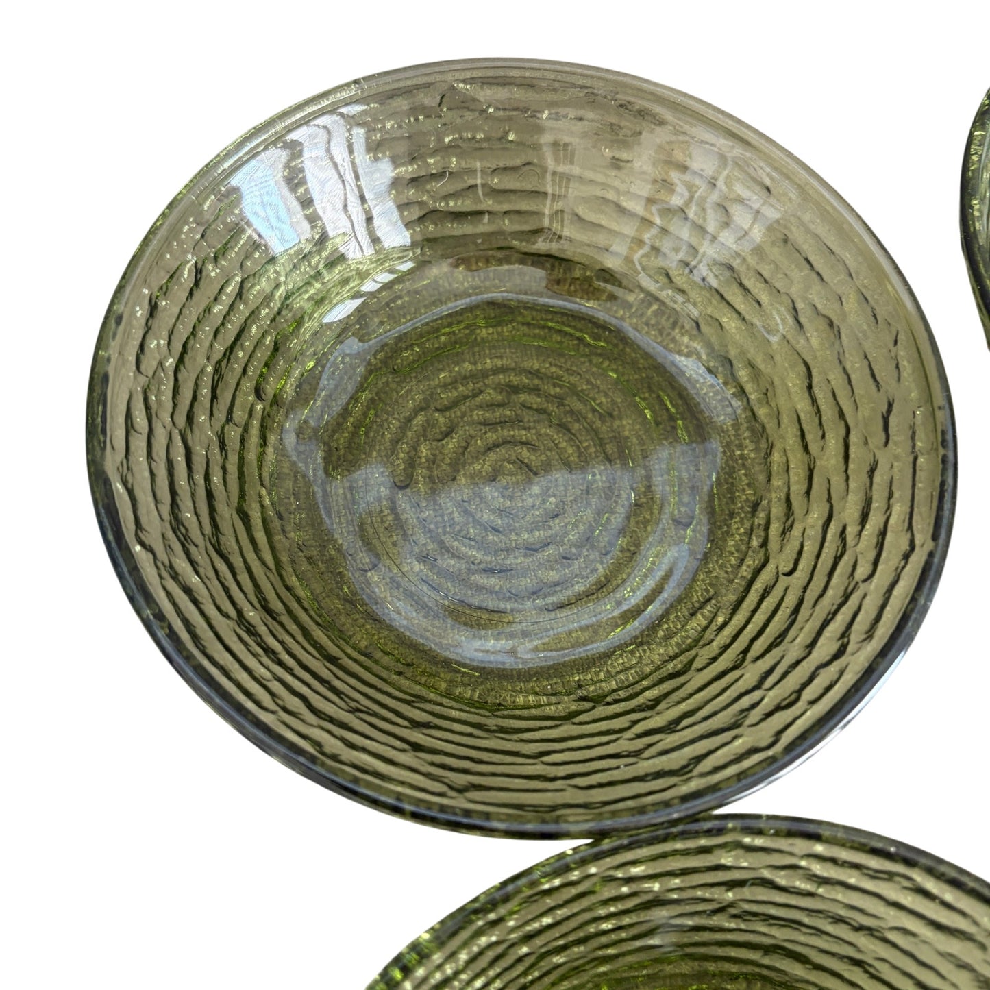 Anchor Hocking Vintage Soreno Avocado Green Glass Side Bowls Lot of 6