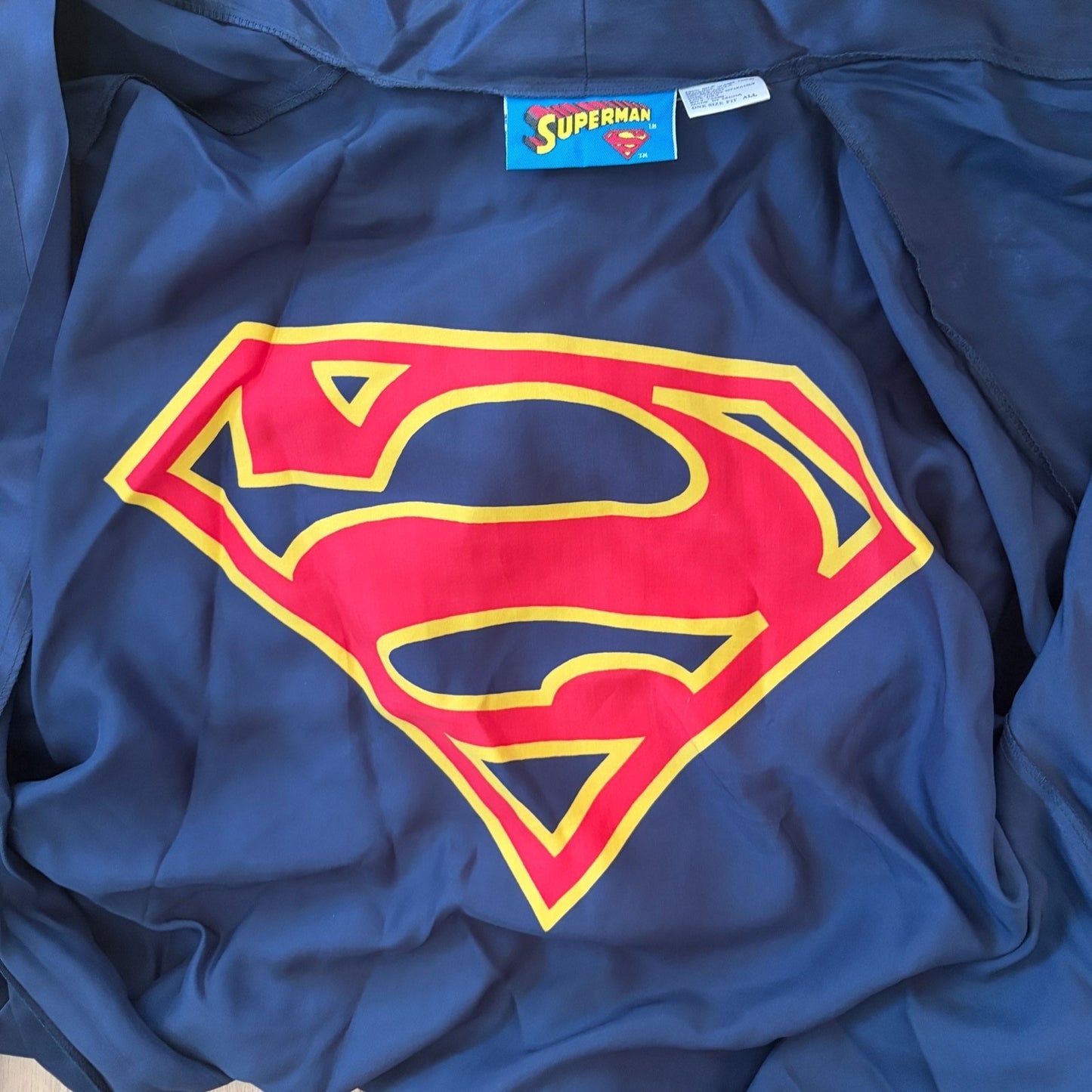 Warner Bros 1996 DC Comics Superman Navy Blue Silk Kimono Robe One Size Mens