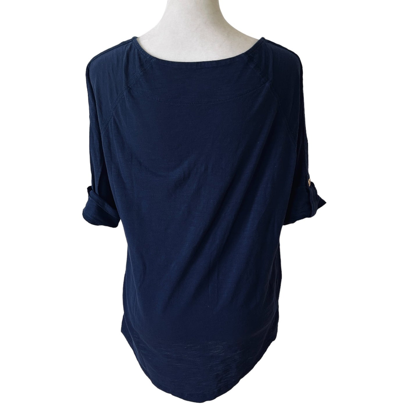Lilly Pulitzer Navy Blue Pima Cotton Short Sleeve Top Womens Size Small
