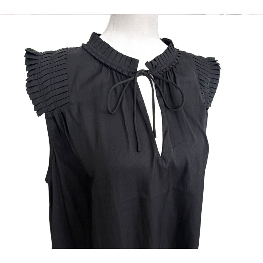 LOFT NWT Black Ruffled V-Neck Sleeveless Top Blouse Womens Size XL NEW