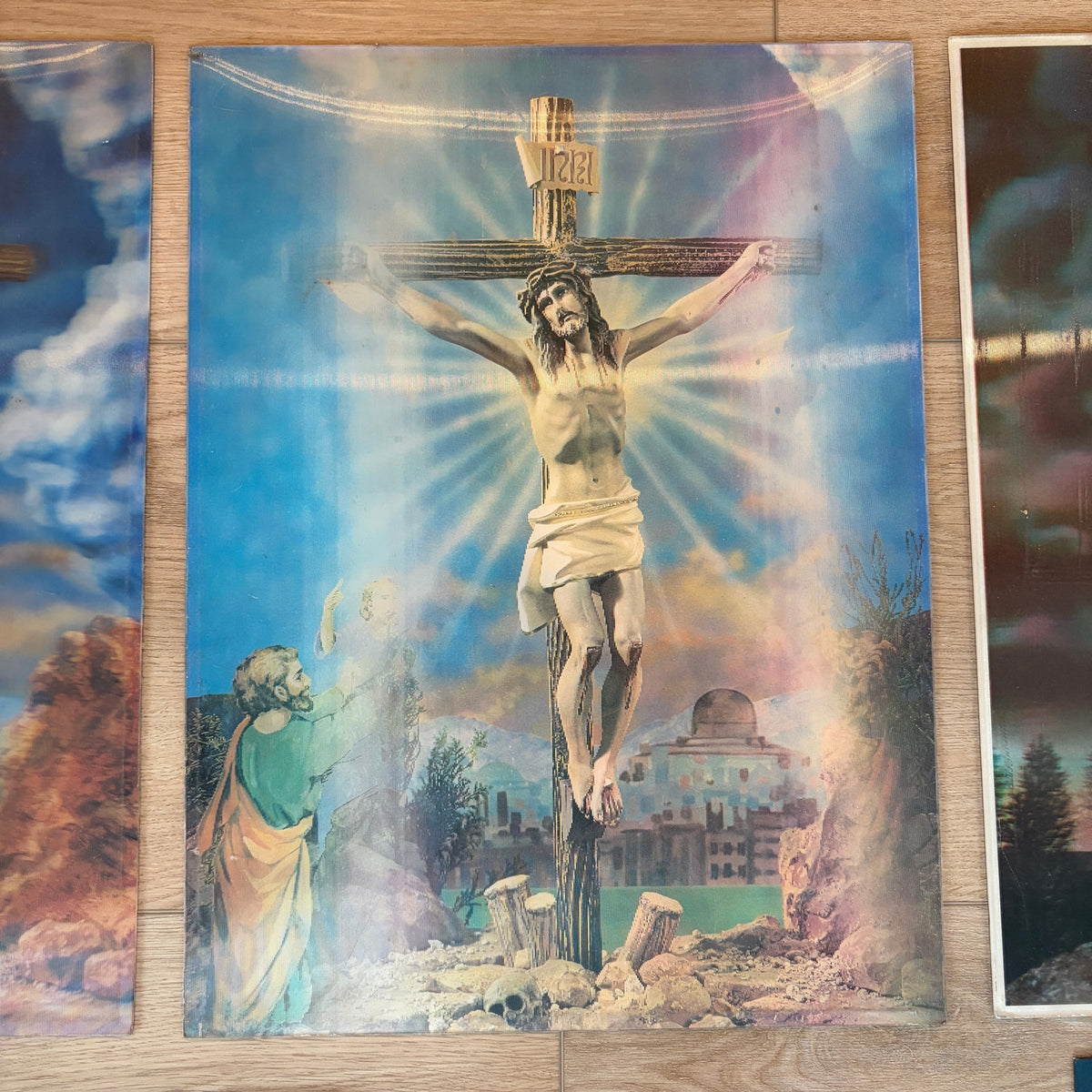 1960s Vintage Lenticular 3D Prints Jesus Spiritual Religious Last Supper