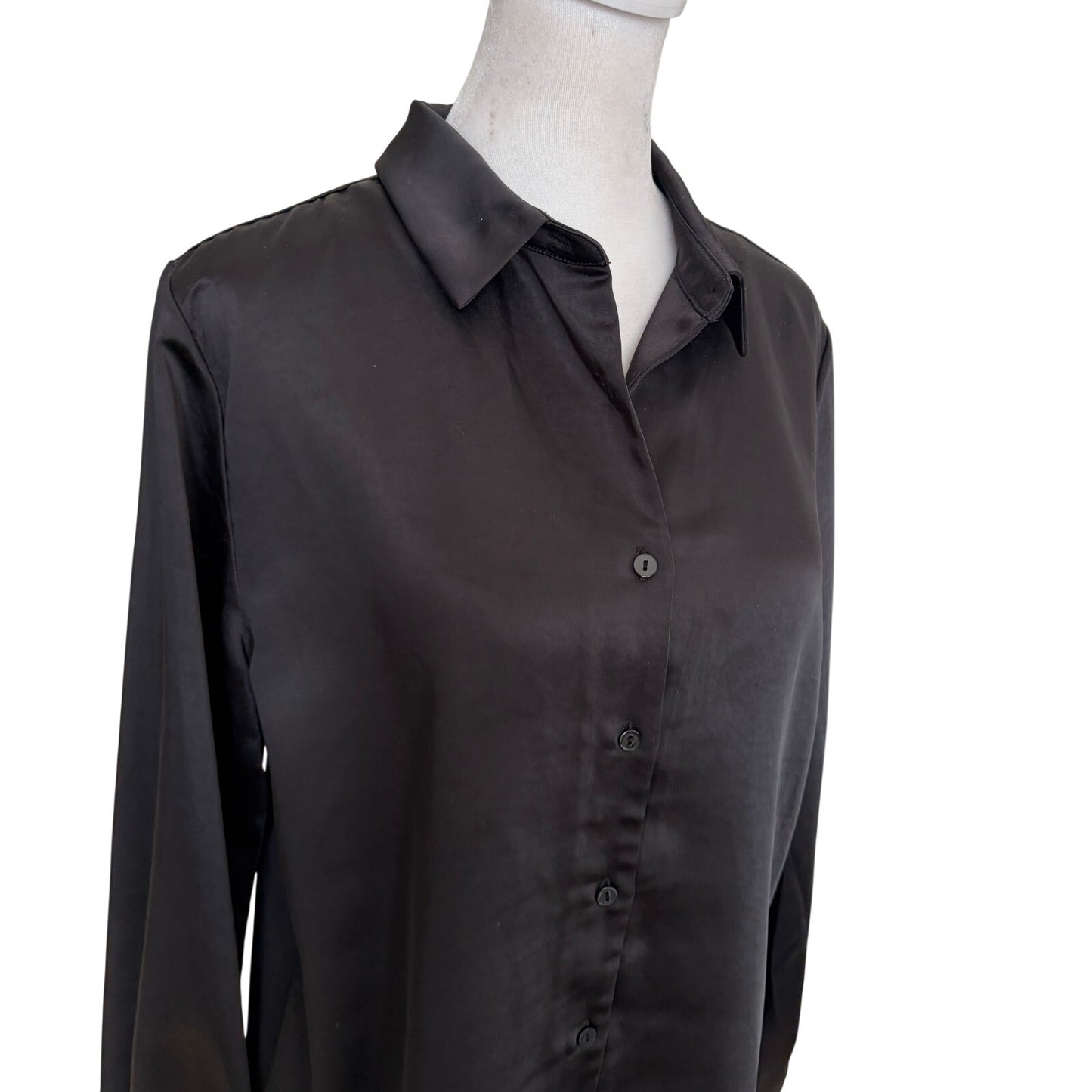 Melissa Nepton Joanna Black Long Sleeve Button Down Top Shirt Womens Size XS