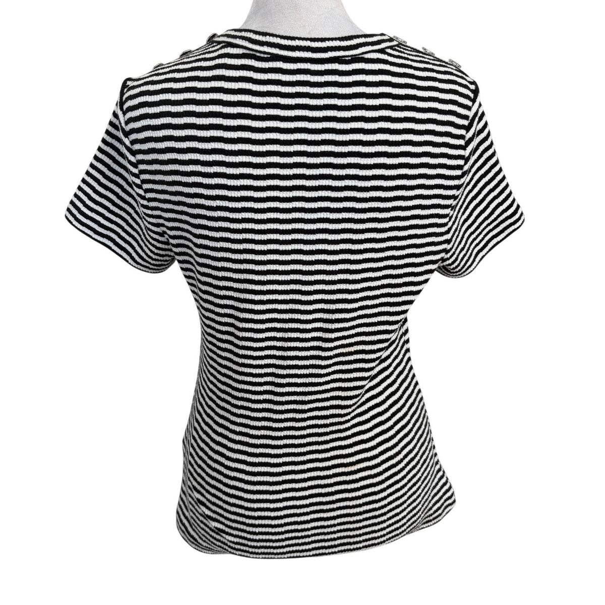Veronica Beard Draya Black & White Striped Cotton Blend T-shirt Women Size Small