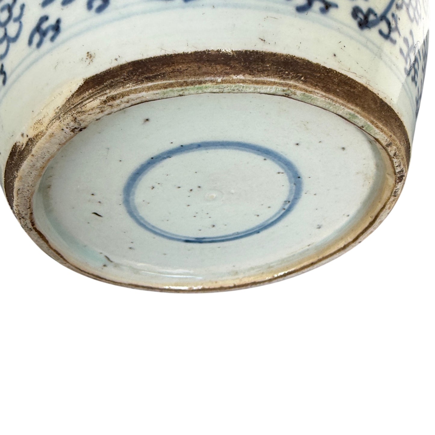 Antique 19th Century Chinese Art Porcelain Blue and White Ginger Jar 9" x 7"