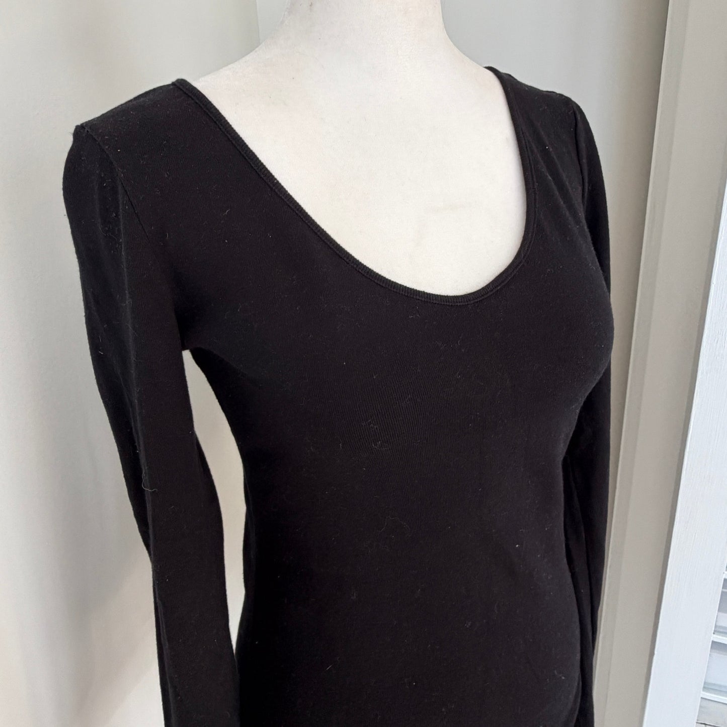 Anthropologie Stateside Black Long Sleeve V-Neck Top Womens Size Medium