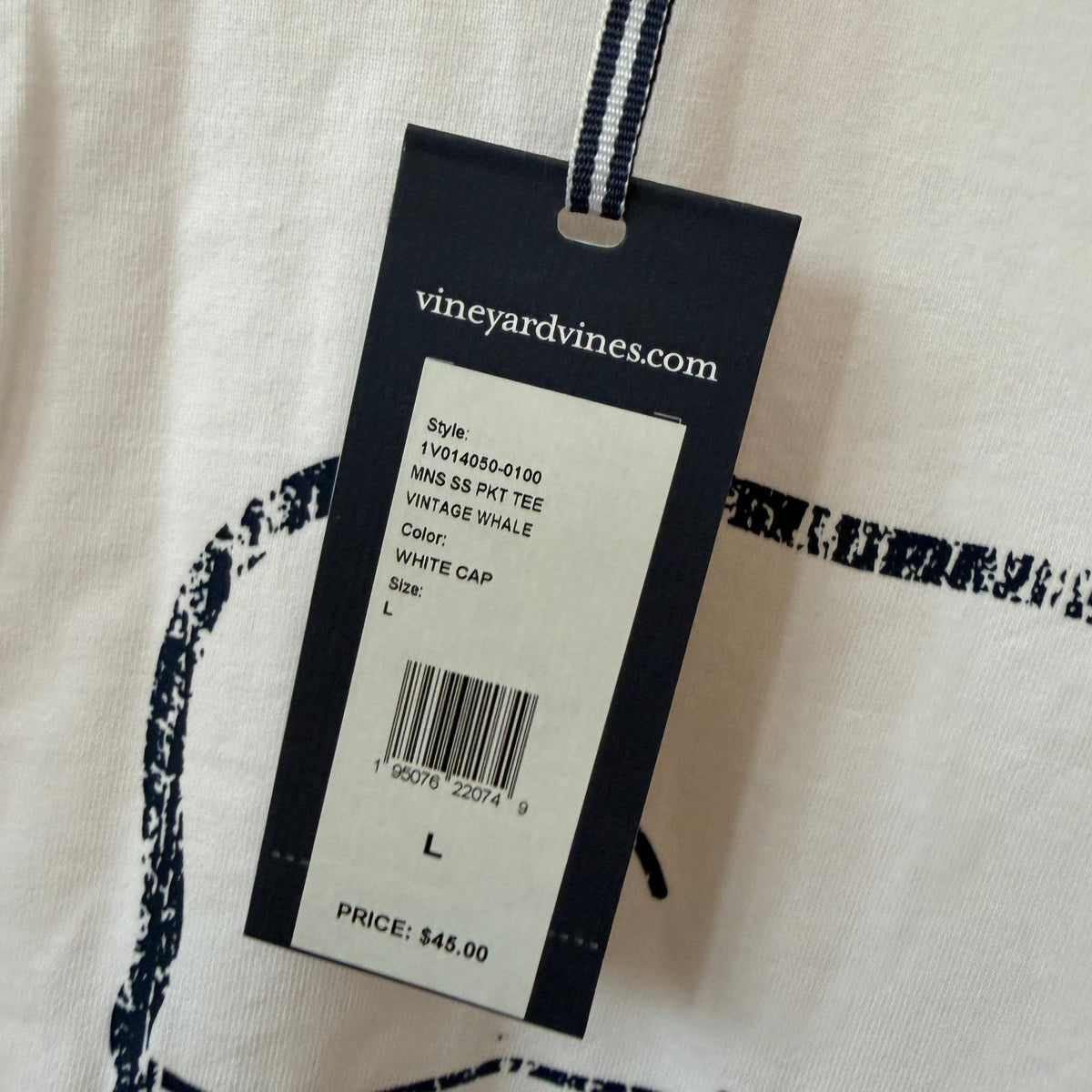 Vineyard Vines White Short Sleeve Graphic Pocket Tee Whale Men Size Large