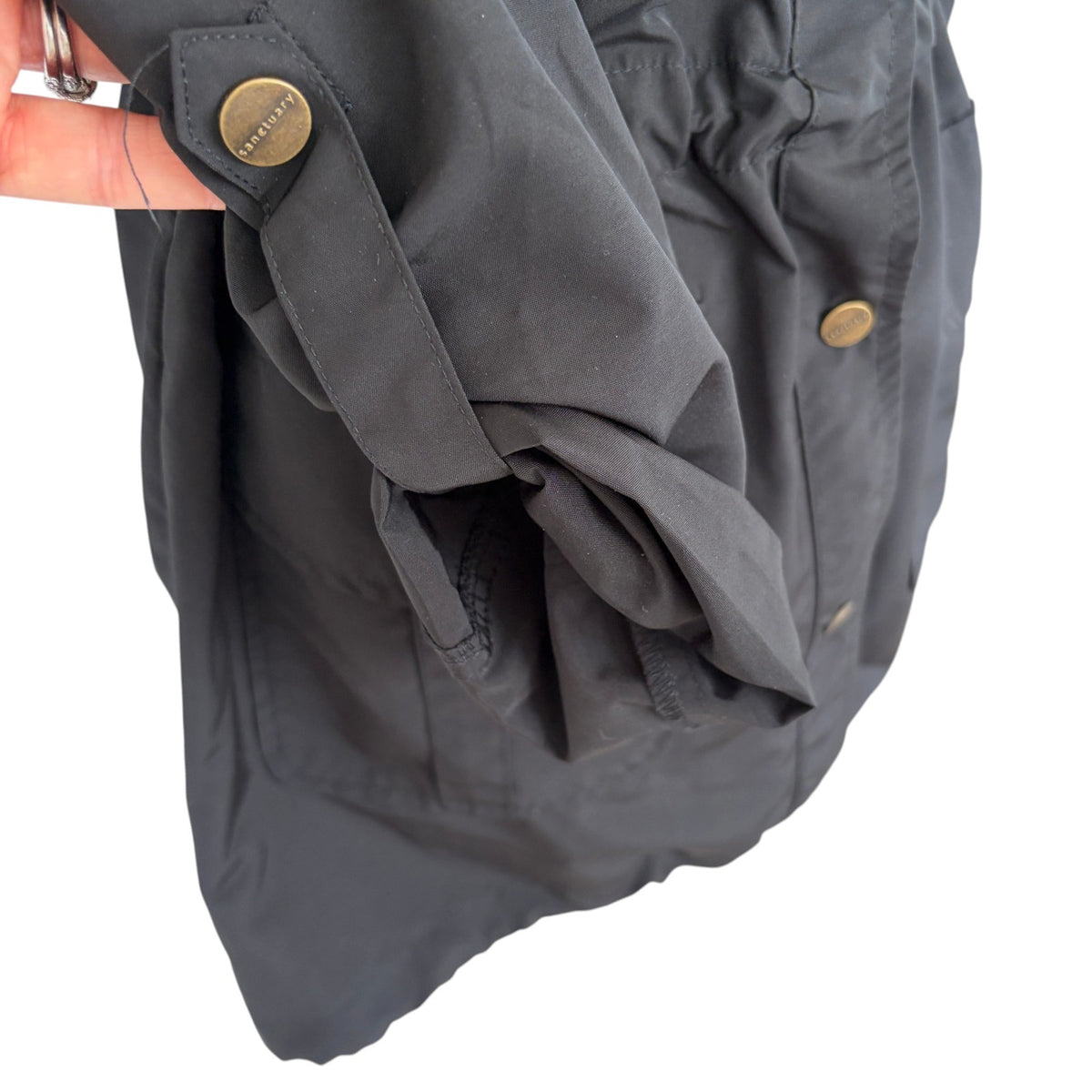 Santuary Black Cinch Waisted Rain Jacket Womens Size Small