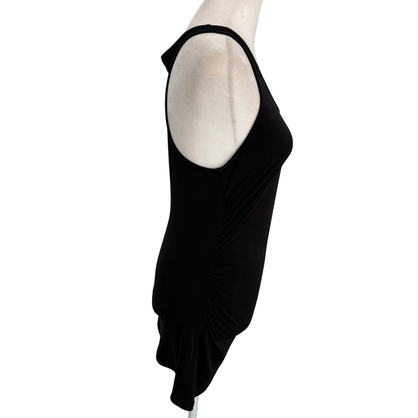 Viereck Los Angelos Black Tunic Tank Top Ruched Sides V-Neck Womens Size Small