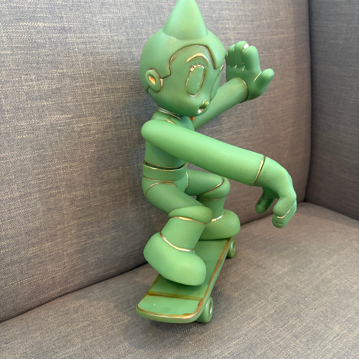 Tezuka Astro Boy Freestyle Jade Green Aged Copper Figure With Skateboard