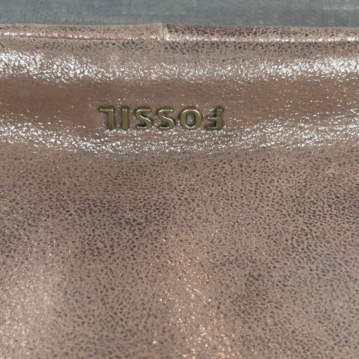 Fossil Bronze Sparkly Cow Hide Leather Crossbody Bag Handbag
