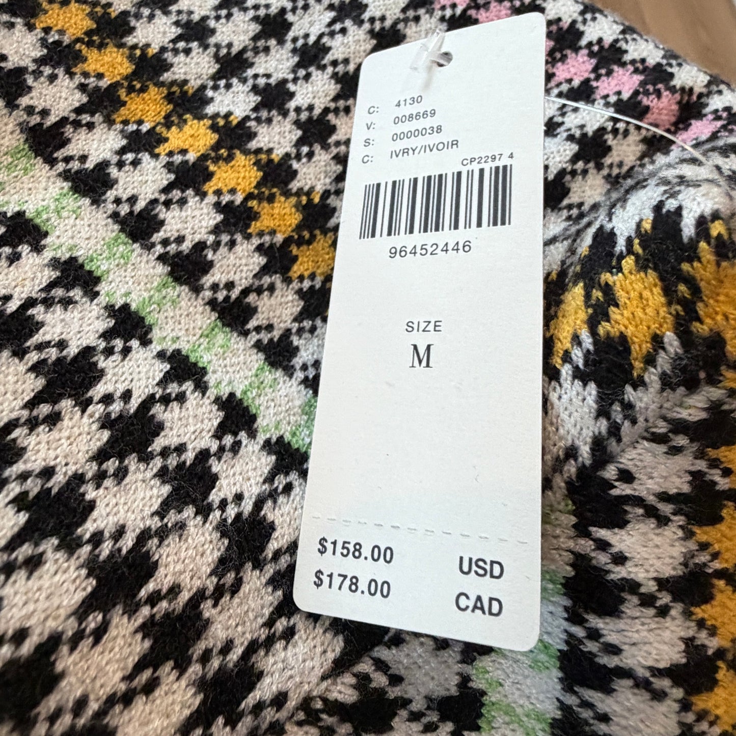Anthropologie Maeve Buffalo Check Collared Sweater Dress Womens Size Medium NEW