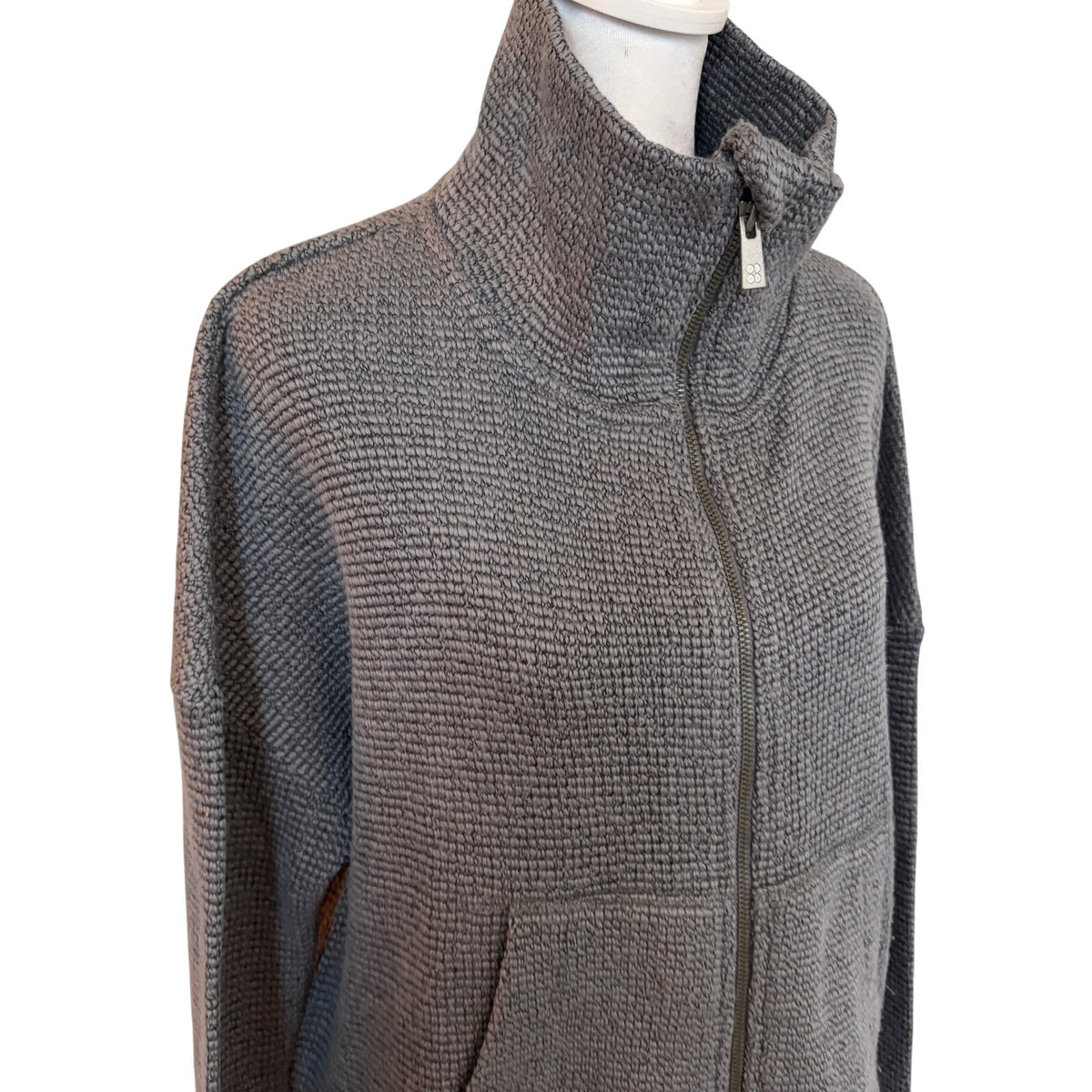 Sweaty Betty Restful Boucle Zip Through Charcoal Sweatshirt Womens Size Small