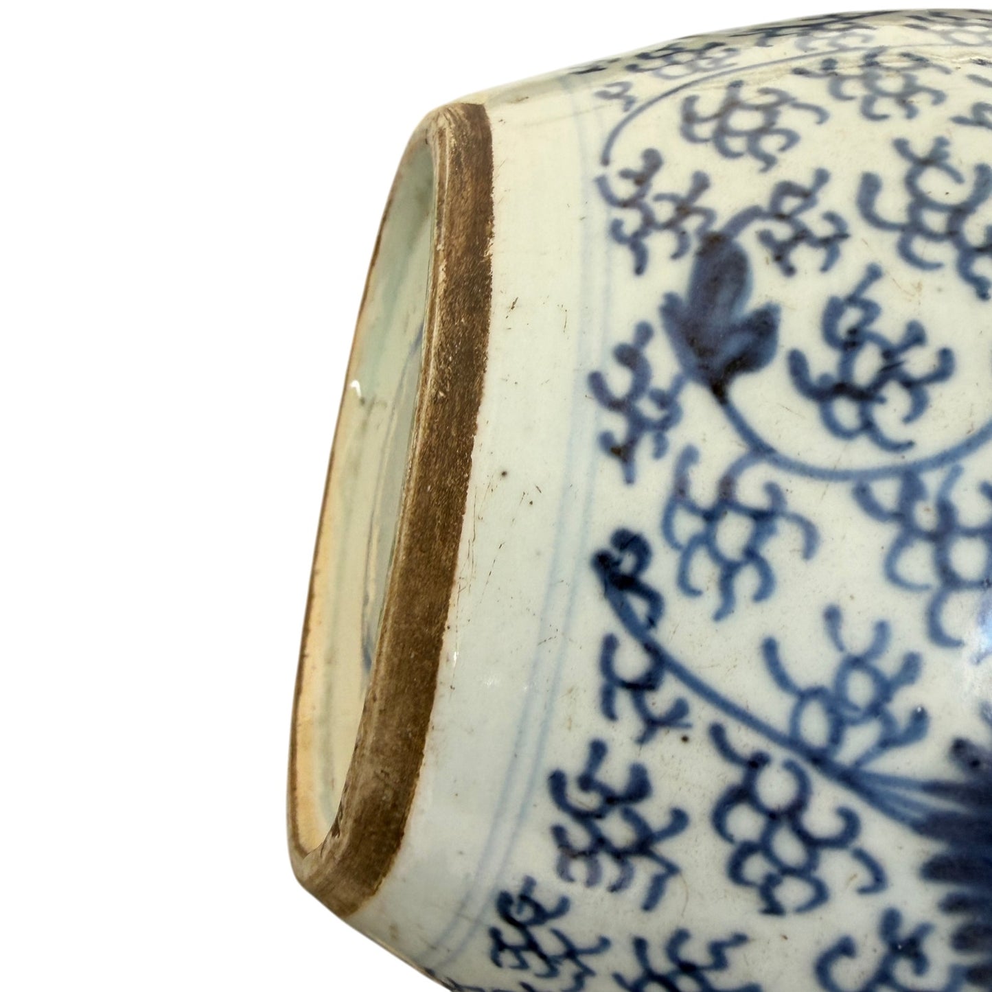 Antique 19th Century Chinese Art Porcelain Blue and White Ginger Jar 9" x 7"
