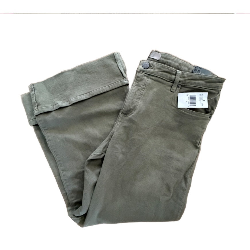KUT FROM THE KLOTH High Rise Meg Fab Ab Wide Leg Jeans Olive Womens Size 14 NWT