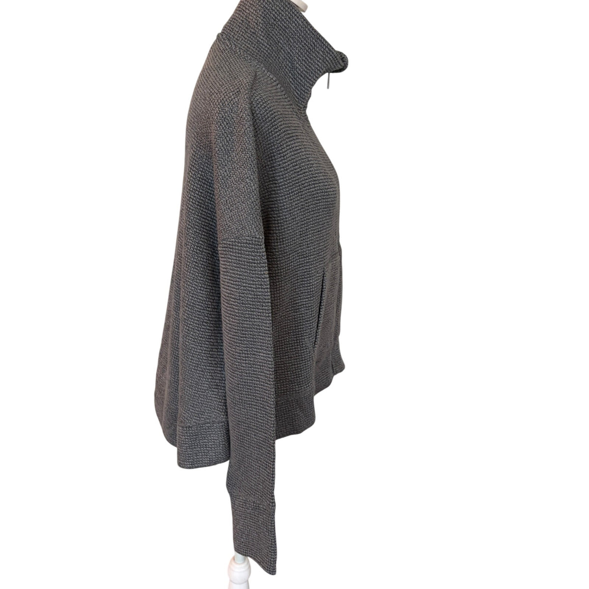 Sweaty Betty Restful Boucle Zip Through Charcoal Sweatshirt Womens Size Small