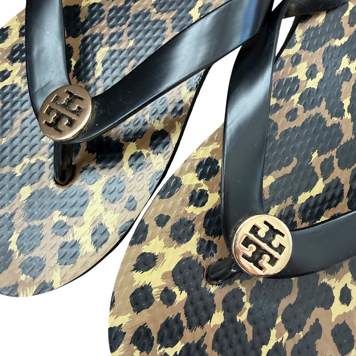 Tory Burch Black Leopard Print Flip-Flop Thong Sandals Womens Size 7