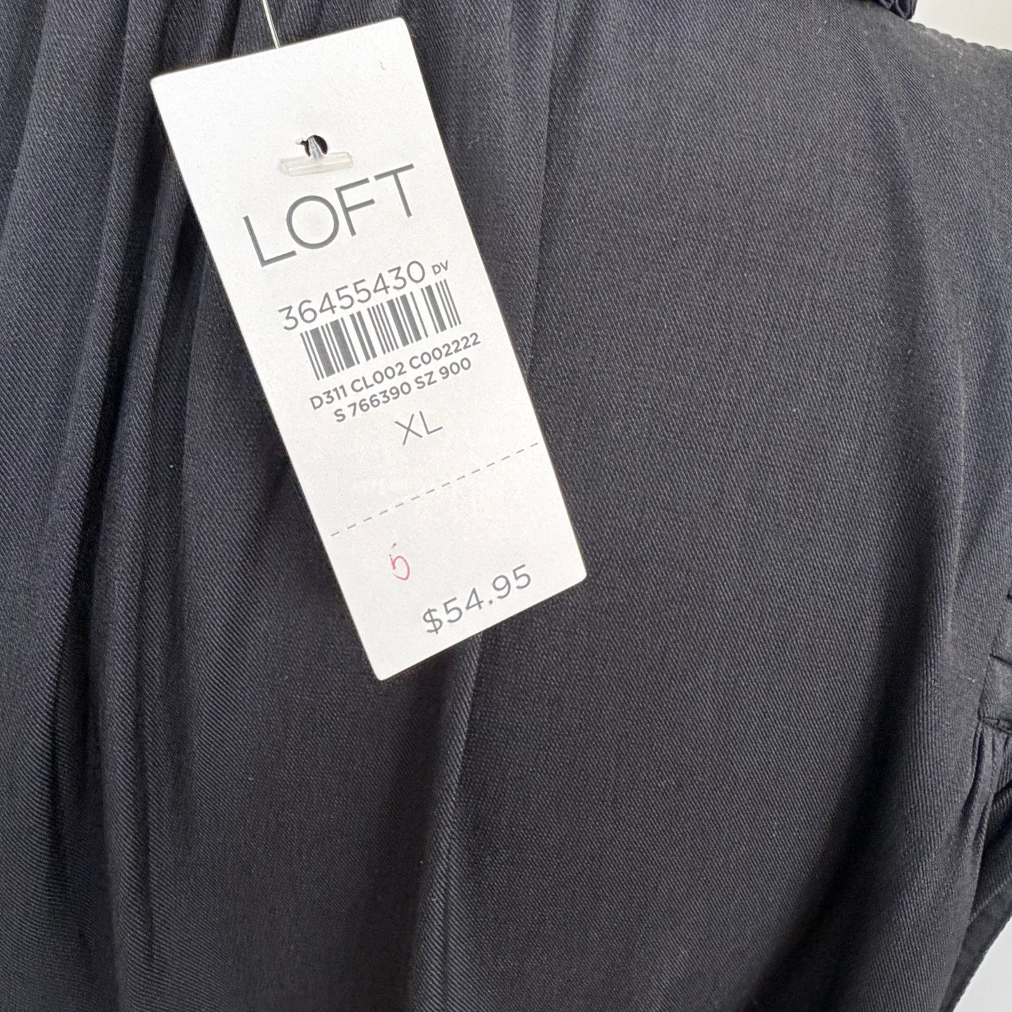LOFT NWT Black Ruffled V-Neck Sleeveless Top Blouse Womens Size XL NEW