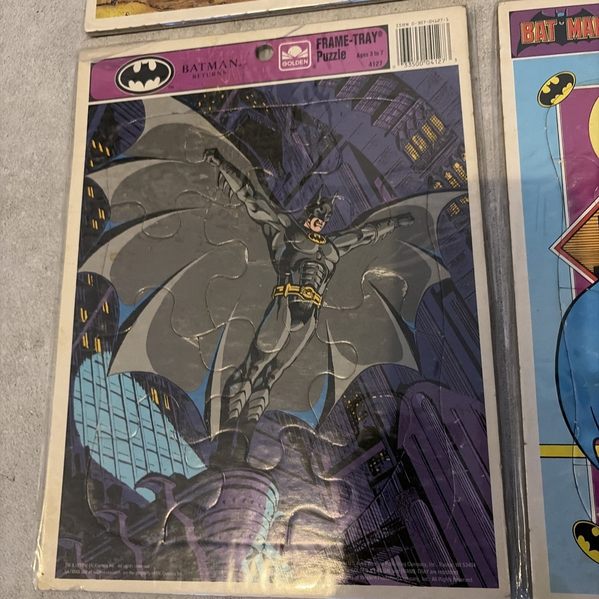 LOT 4 Batman, Superman, Hulk Frame-Tray Puzzles NEW Vintage