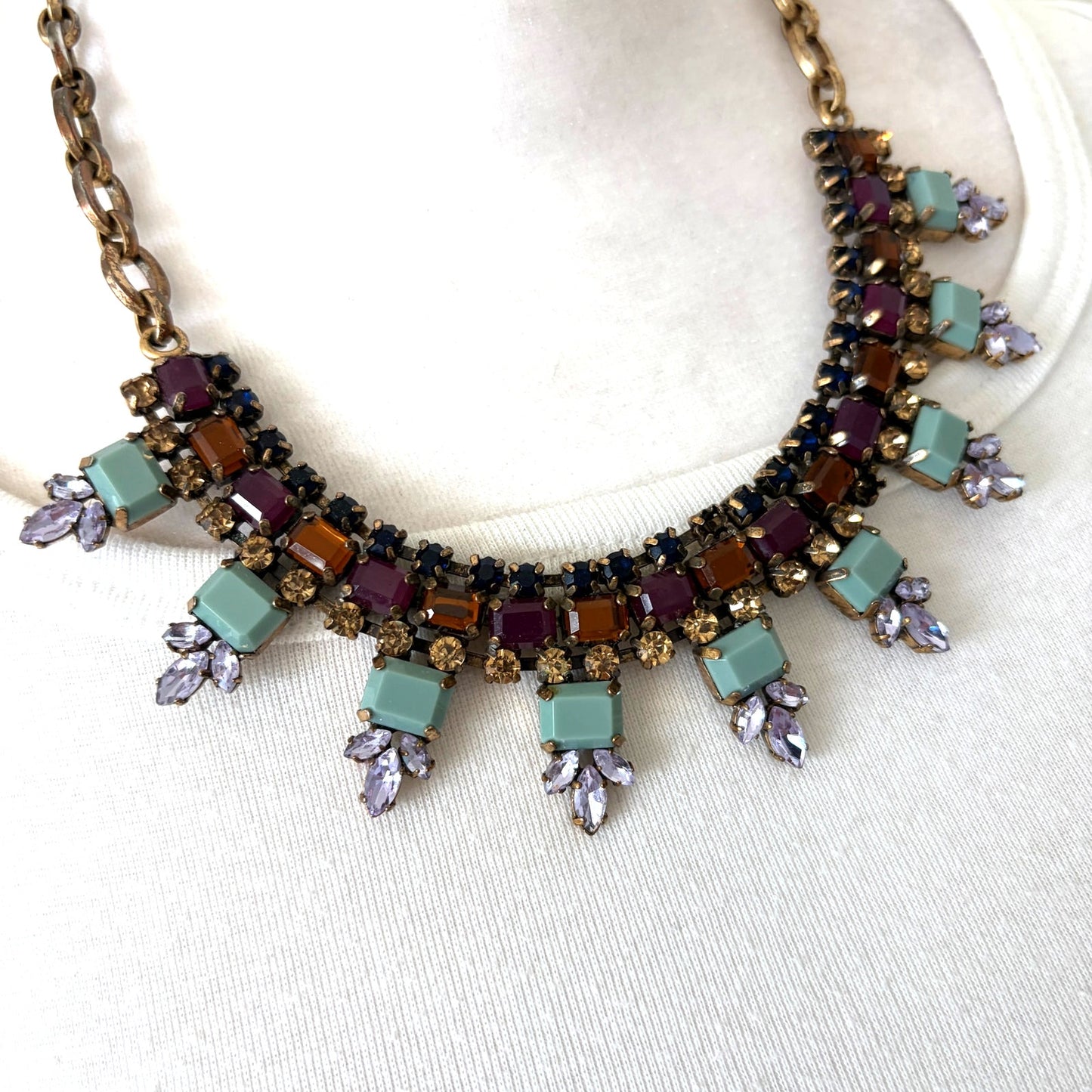 J. Crew Multi-Color Gold Tone Crystal Statement Necklace