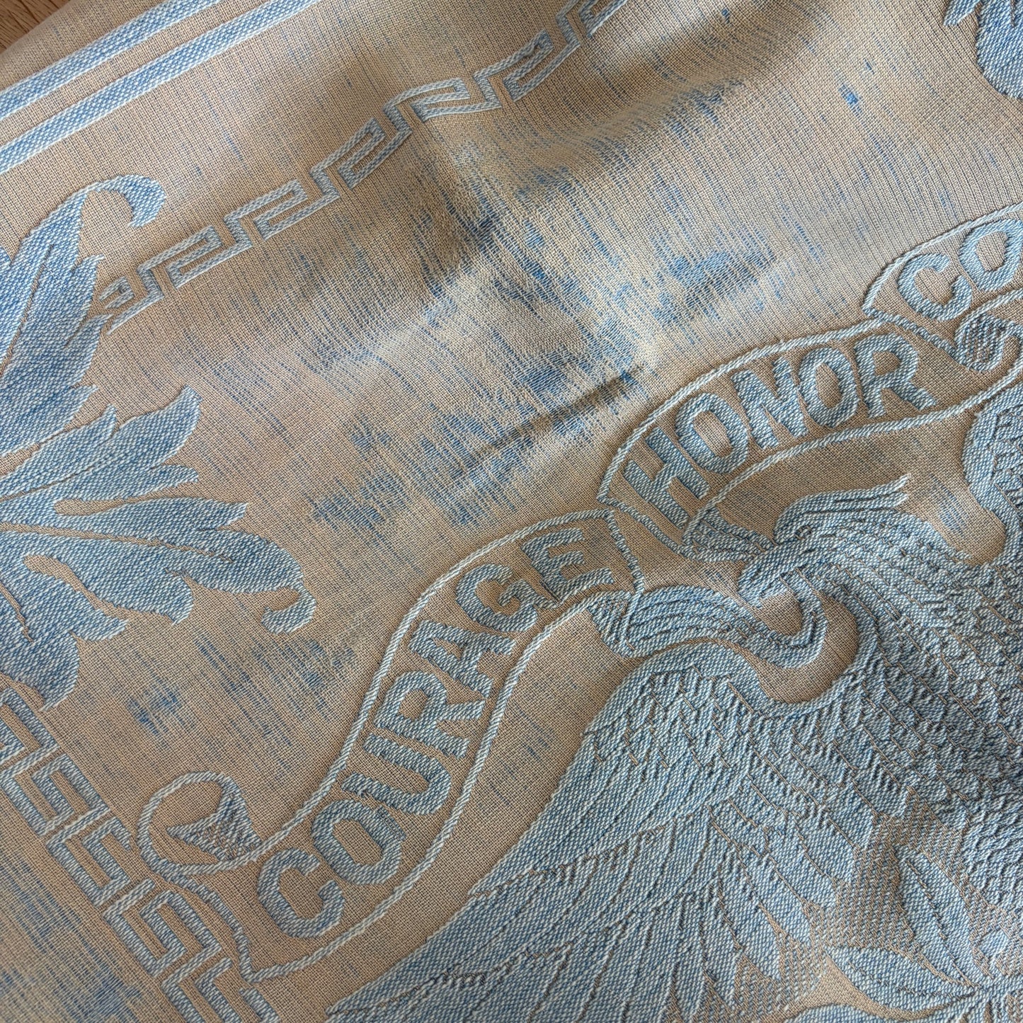 Monument Mills Valley Forge Military Academy Vintage Blue/Tan Coverlet 61" x 88"