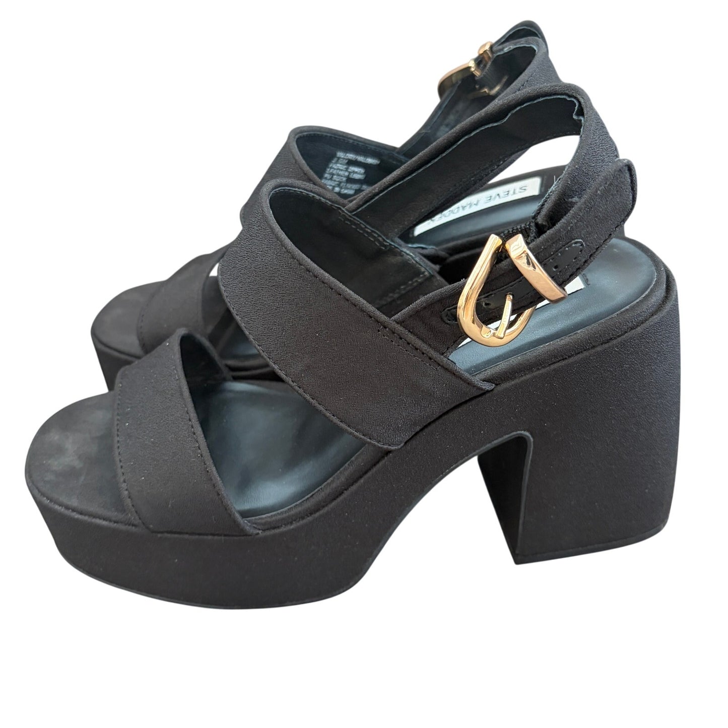 Steve Madden Valory Black Platform Strappy Sandal Heels Womens Size 8.5