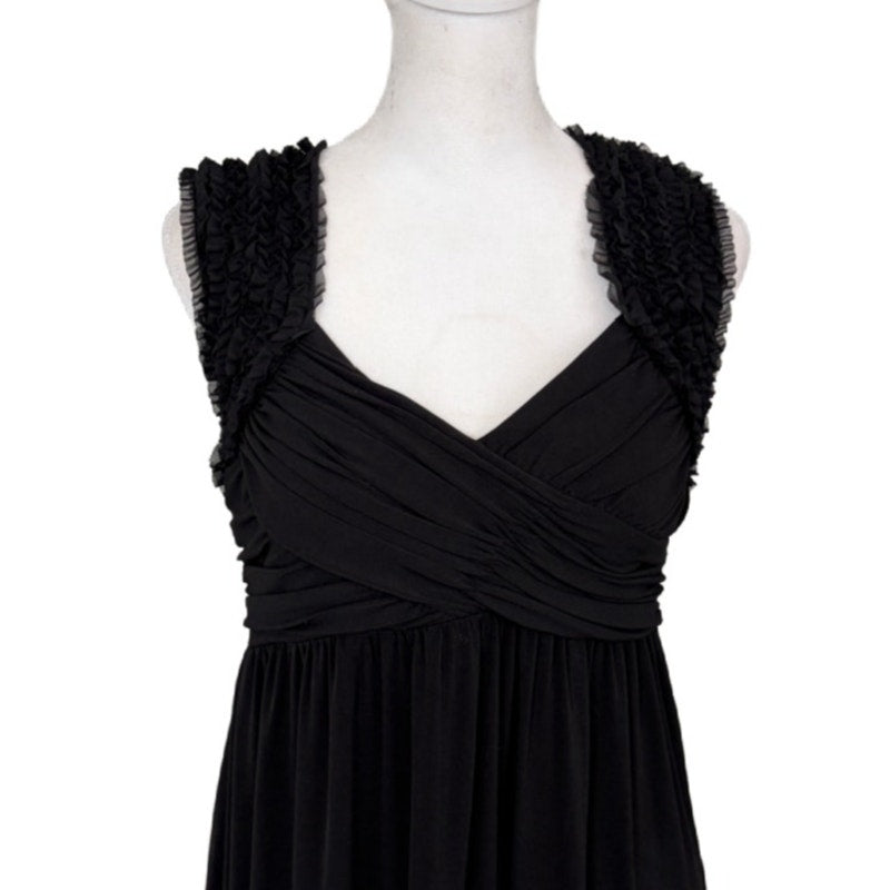 Guess Black Ruffled Lace Trim Sleeveless Maxi Dress Womens Size Small