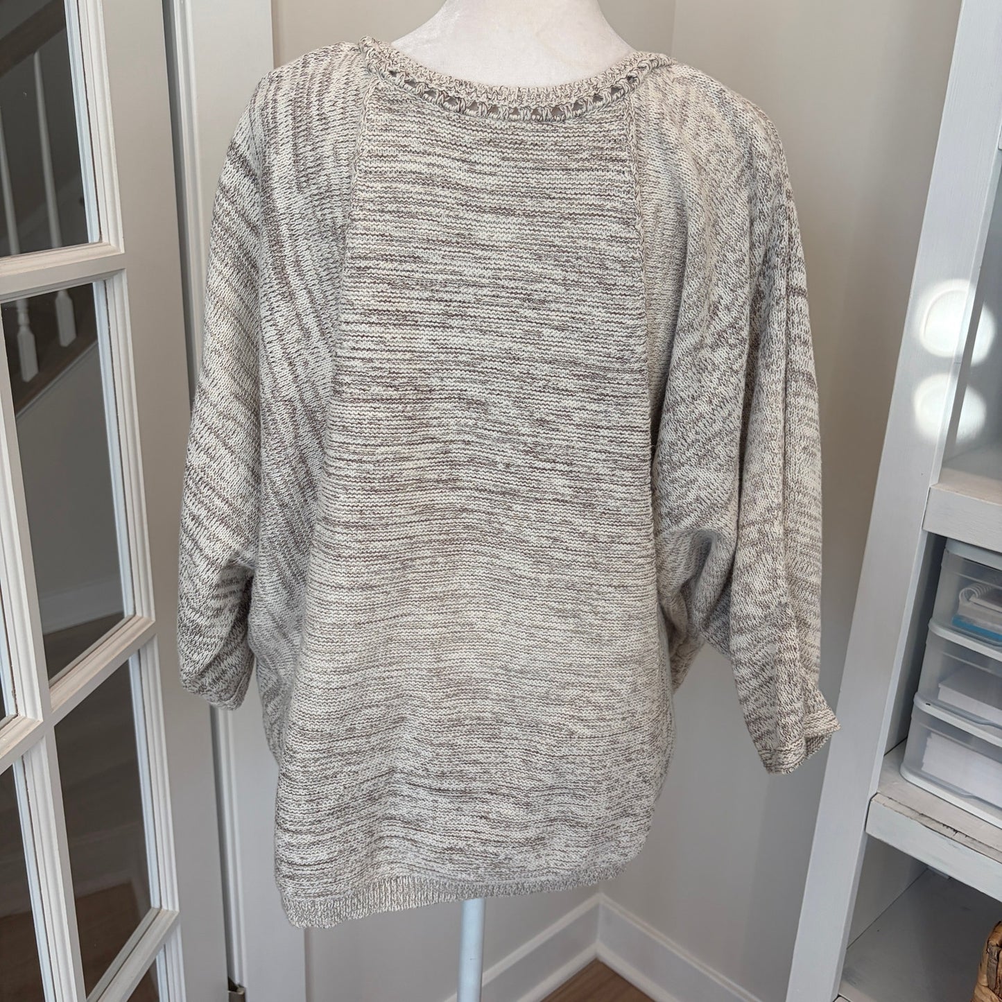 Purely Jill Tan / Ivory Boxy Short Sleeve Sweater Womens Size Medium