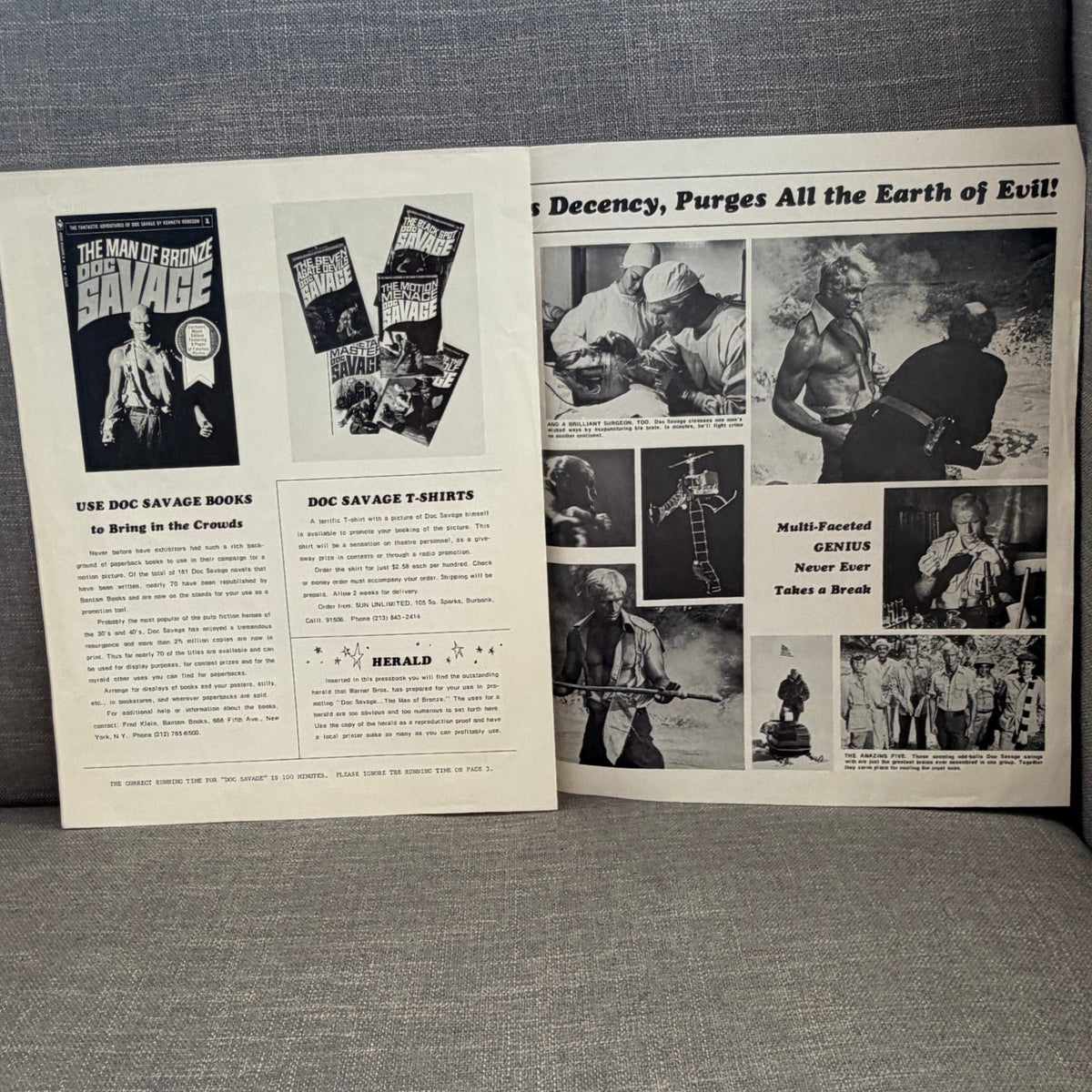 Vintage 1975 Film Promotional Newspaper Doc Savage: The Man of Bronze
