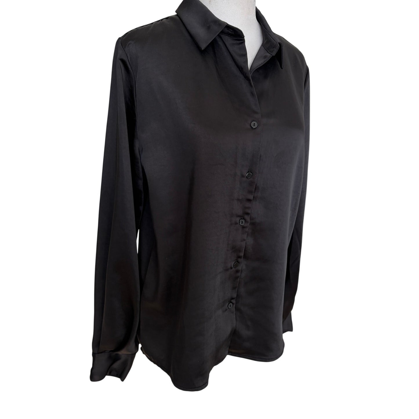 Melissa Nepton Joanna Black Long Sleeve Button Down Top Shirt Womens Size XS