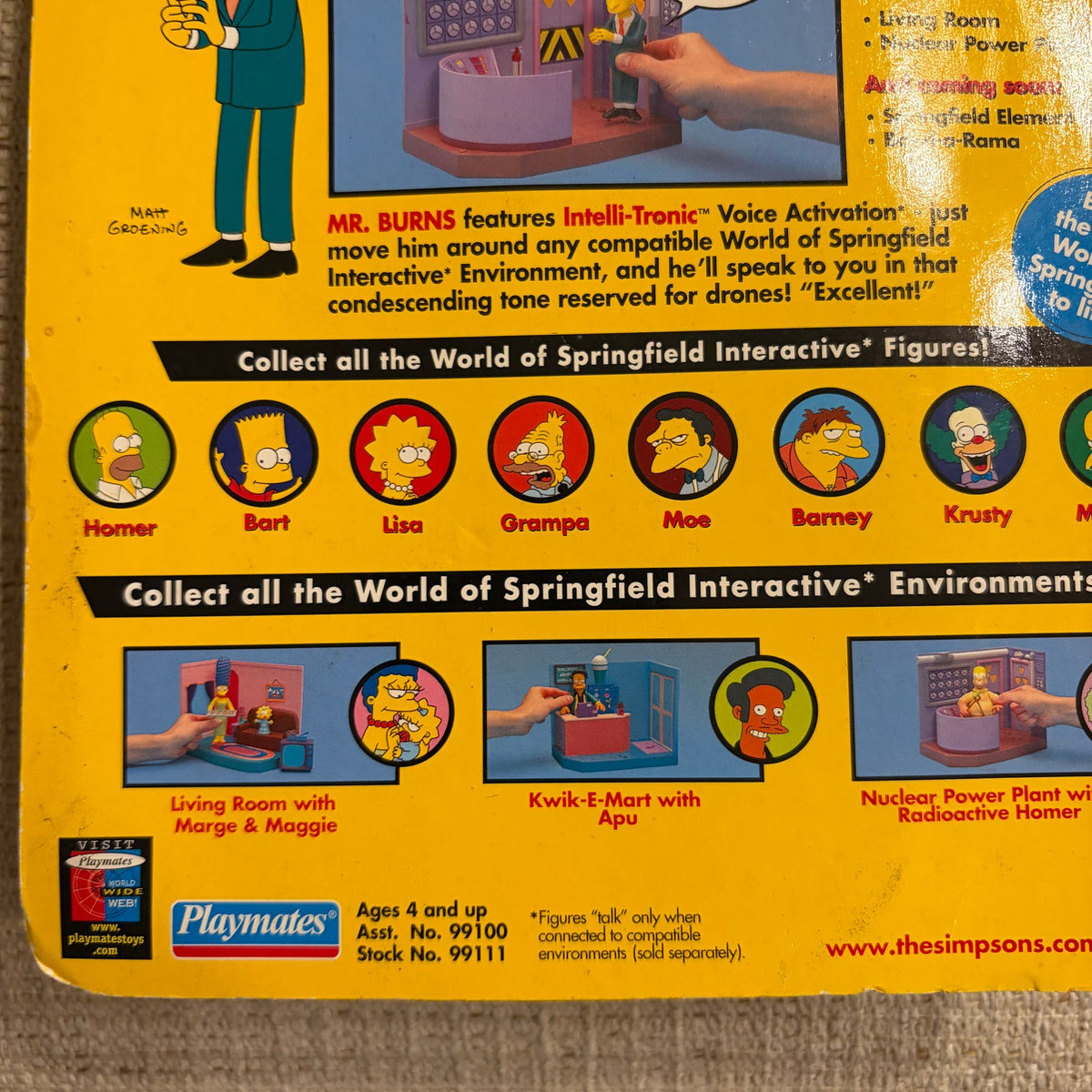 Simpsons MONTGOMERY BURNS Series 1 Playmates Figure SEALED NEW 2000