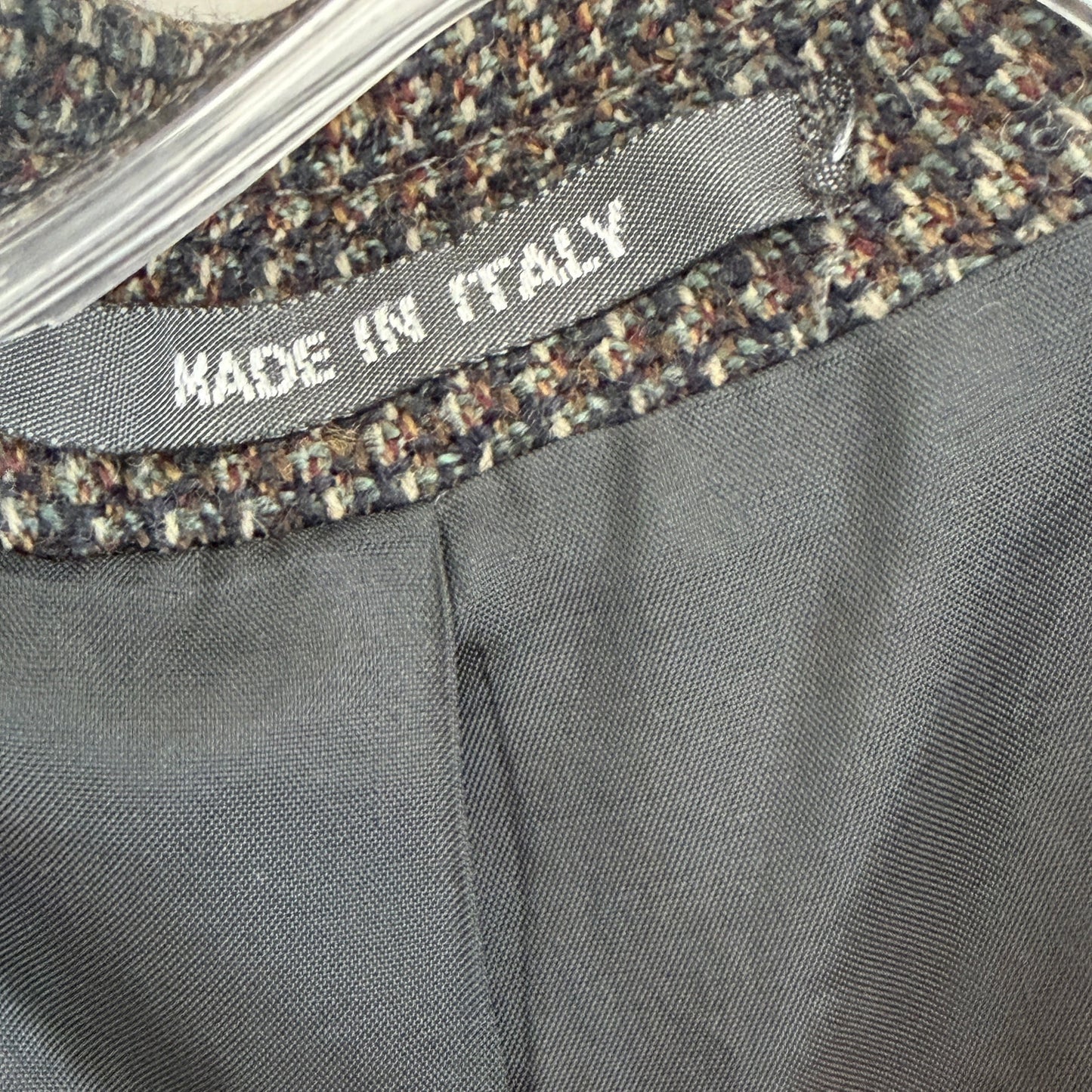 Lebole Gray, Brown, Blue Tweed Wool Blazer Jacket Sport Coat Italy Mens Size 46R