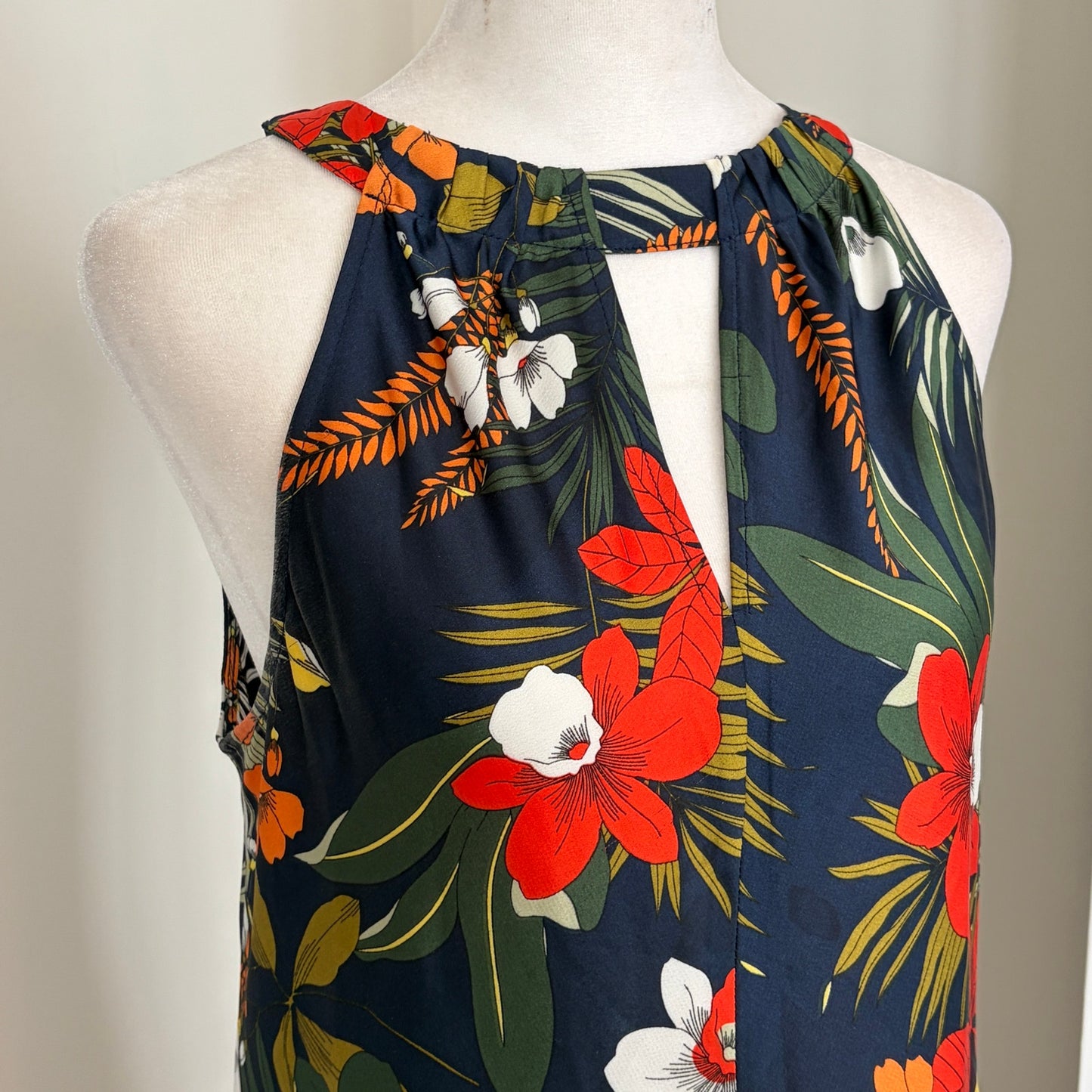 Dora Landa Blue and Red Floral Halter High Low Top Womens Size Small