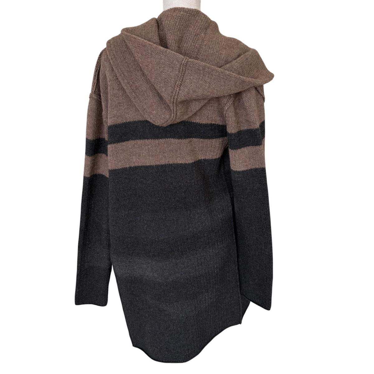 Vince Black and Brown Hooded Yak / Wool Open Cardigan Sweater Womens Size XS