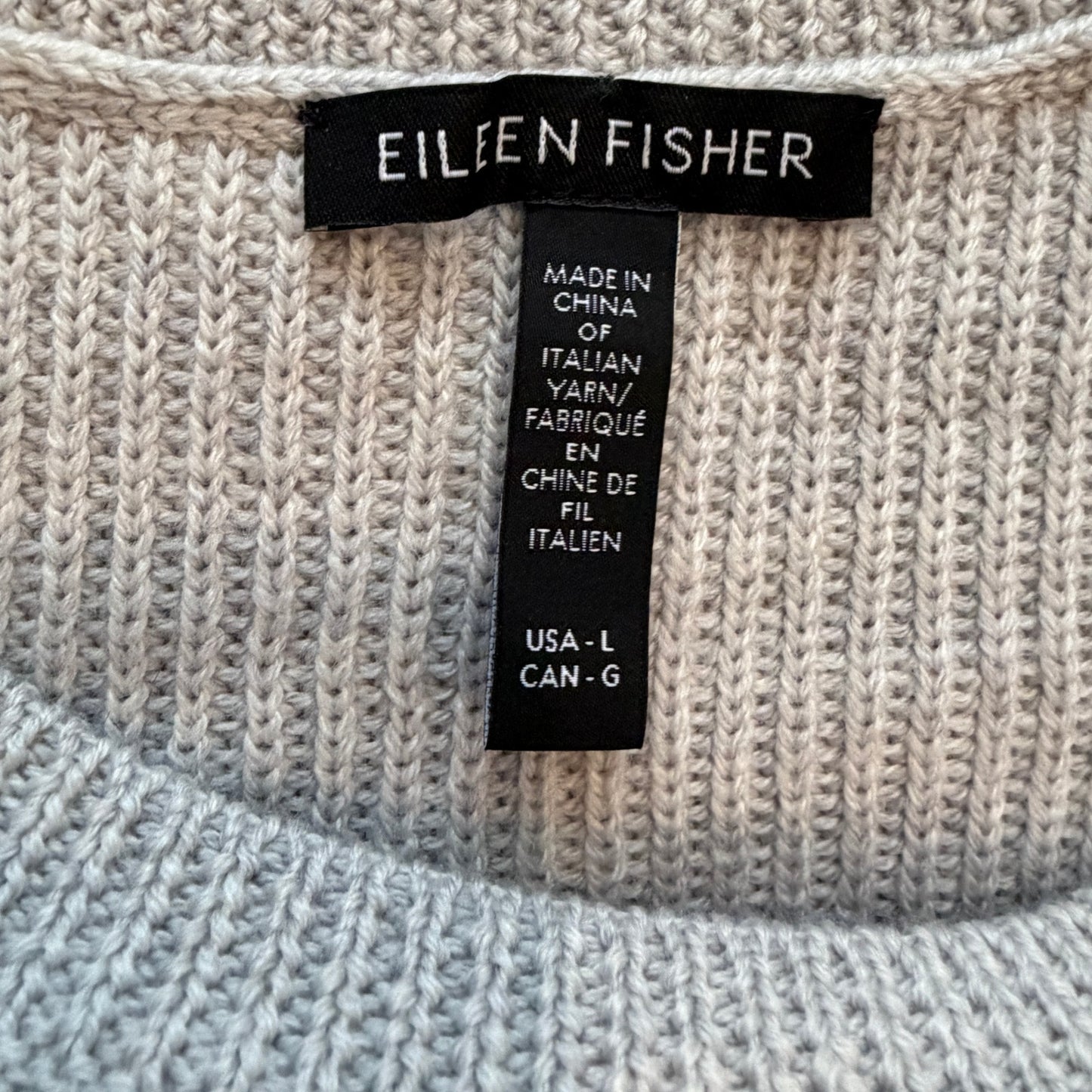 Eileen Fisher Gray 100% Merino Italian Wool Sweater Womens Size Large