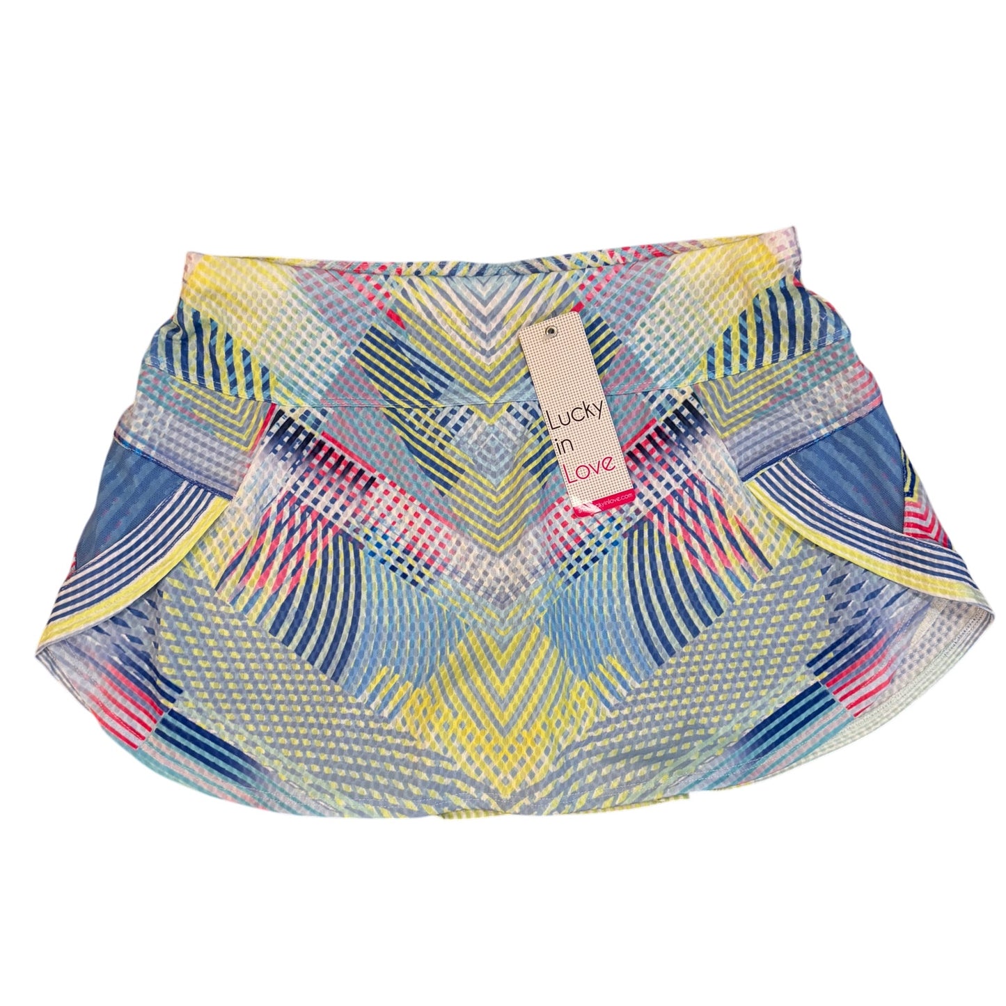 Lucky in Love Yellow, Blue, Pink Tennis Skirt Skort Women Size Medium NEW