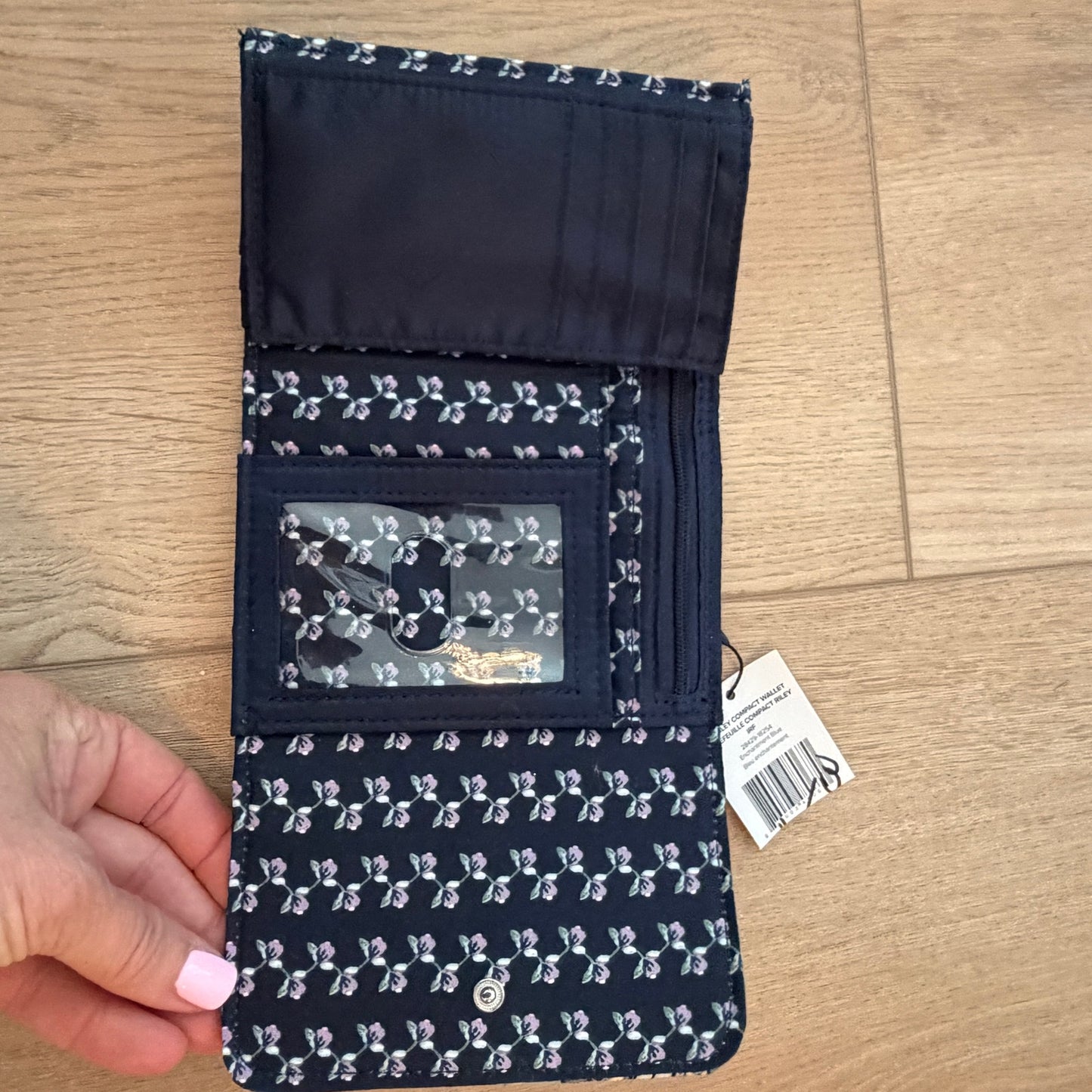 Vera Bradley RFID Riley Compact Wallet Enchantment Blue NEW WITH TAGS