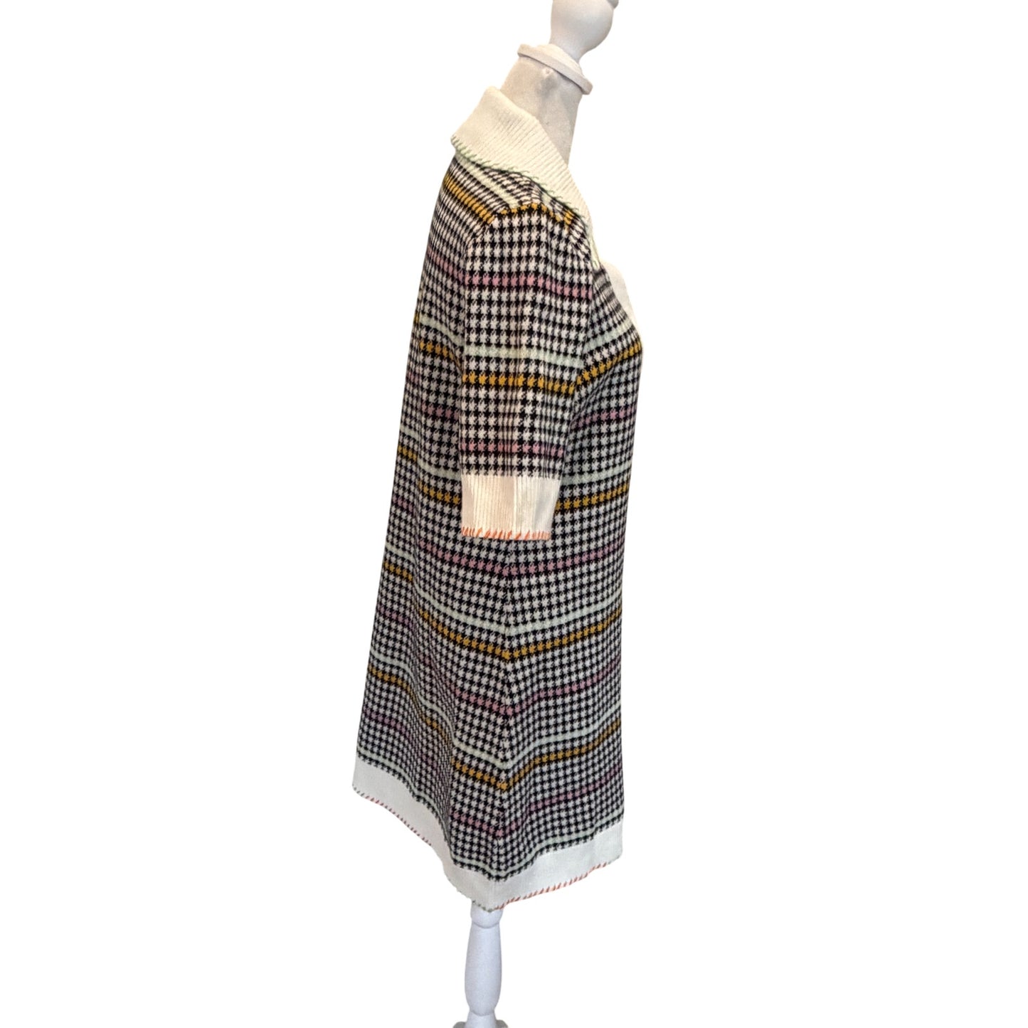 Anthropologie Maeve Buffalo Check Collared Sweater Dress Womens Size Medium NEW