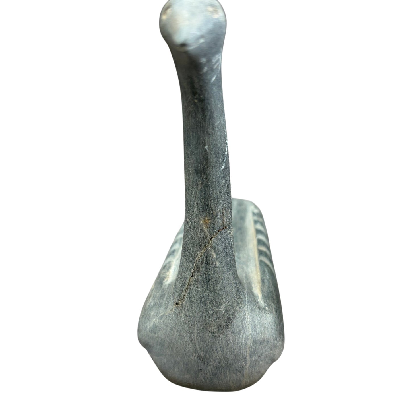 Vintage Inuit Carved Gray Soapstone Swan Figure Sculpture Eskimo Art
