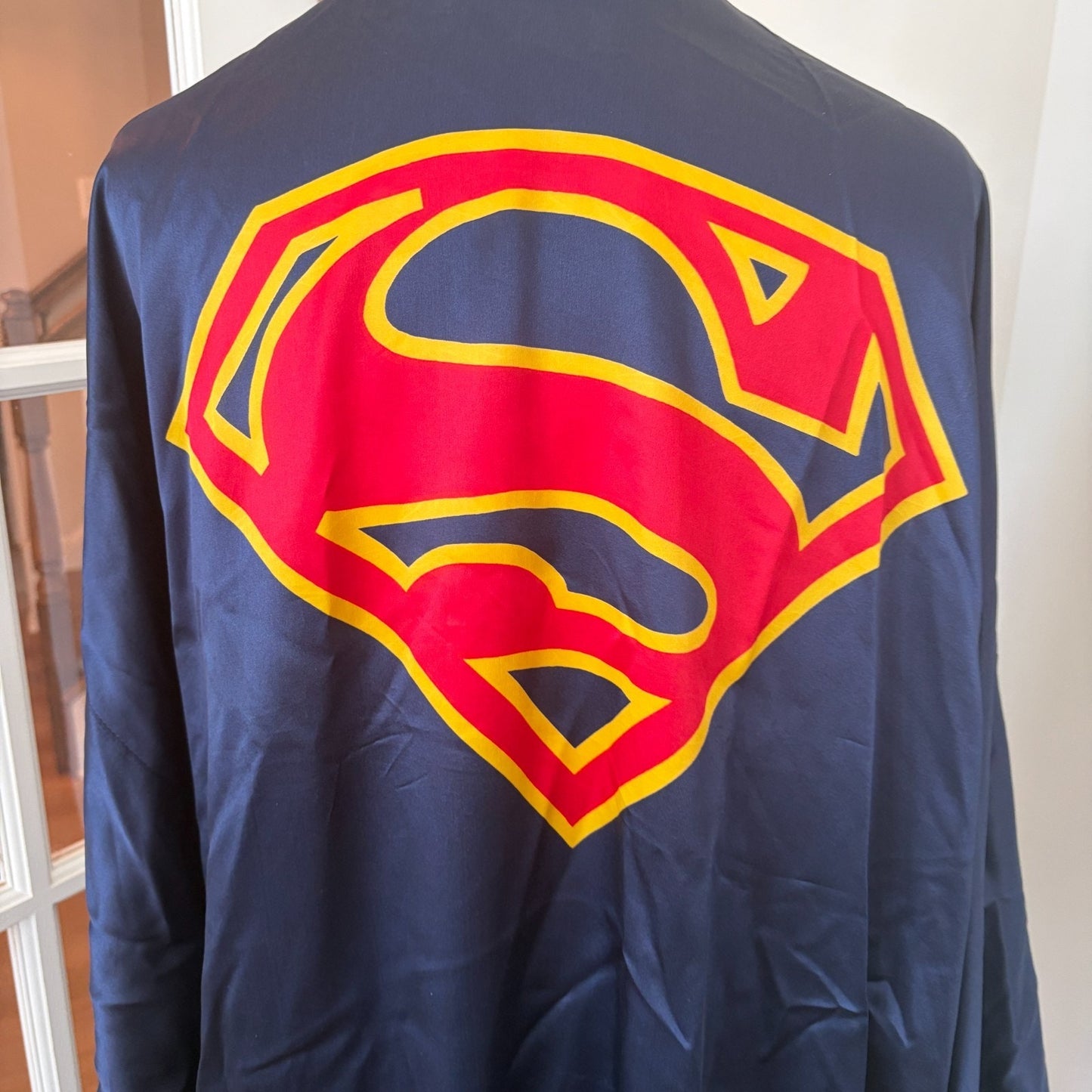 Warner Bros 1996 DC Comics Superman Navy Blue Silk Kimono Robe One Size Mens