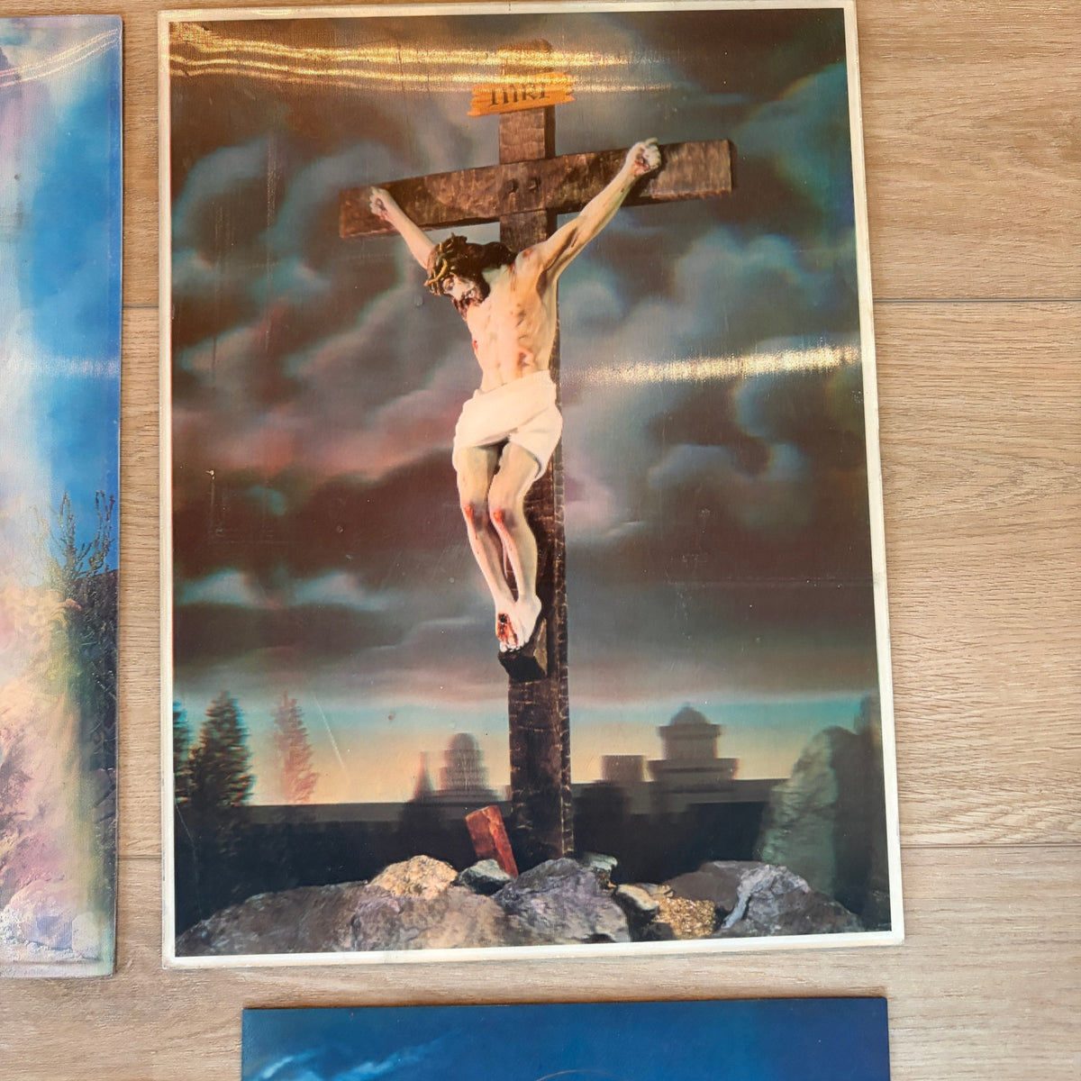 1960s Vintage Lenticular 3D Prints Jesus Spiritual Religious Last Supper