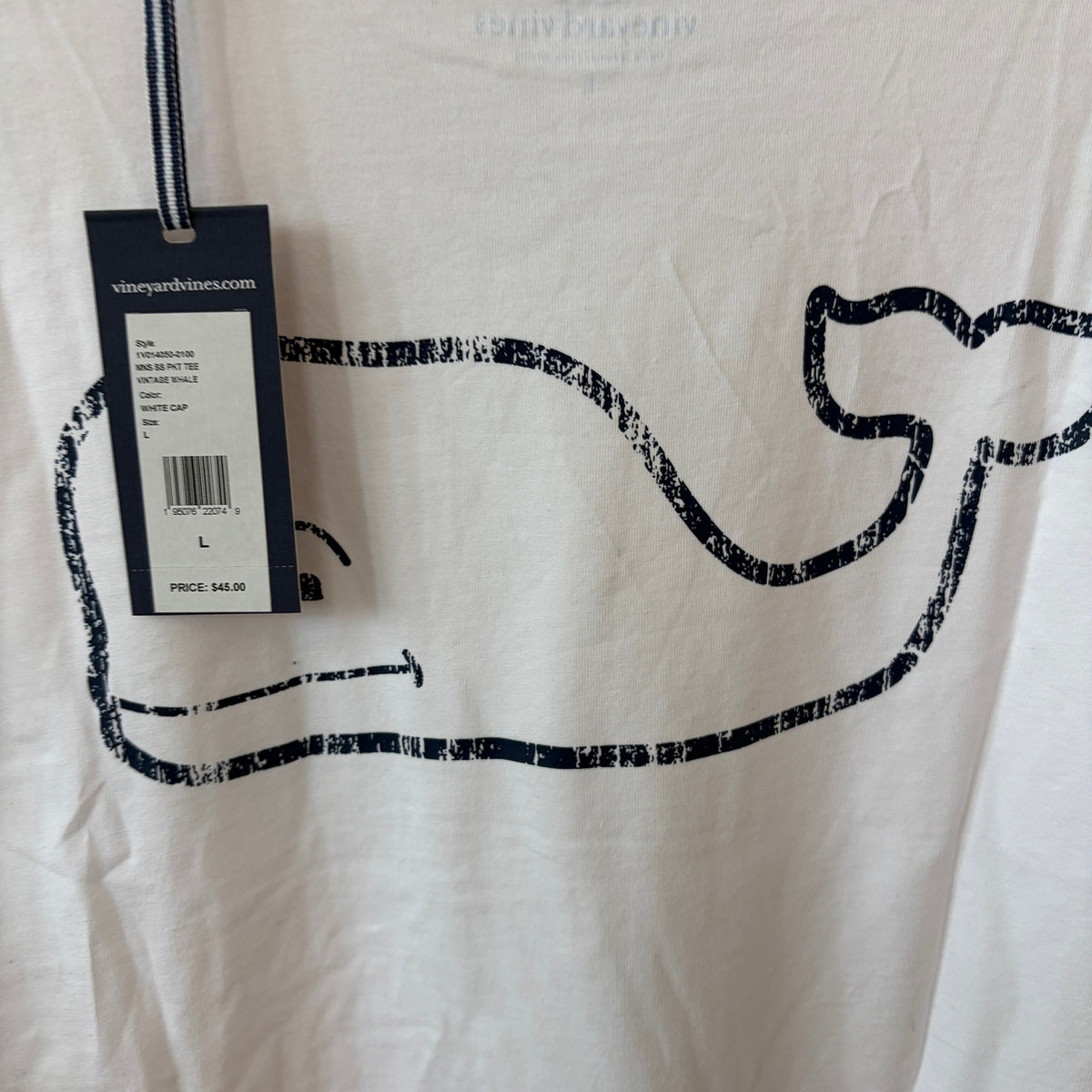 Vineyard Vines White Short Sleeve Graphic Pocket Tee Whale Men Size Large