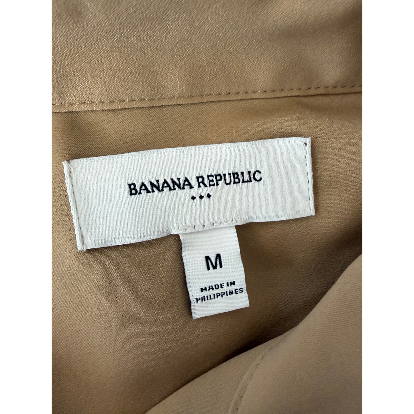 Banana Republic Taupe Long Sleeve Button Down Midi Shirt Dress Women Size Medium
