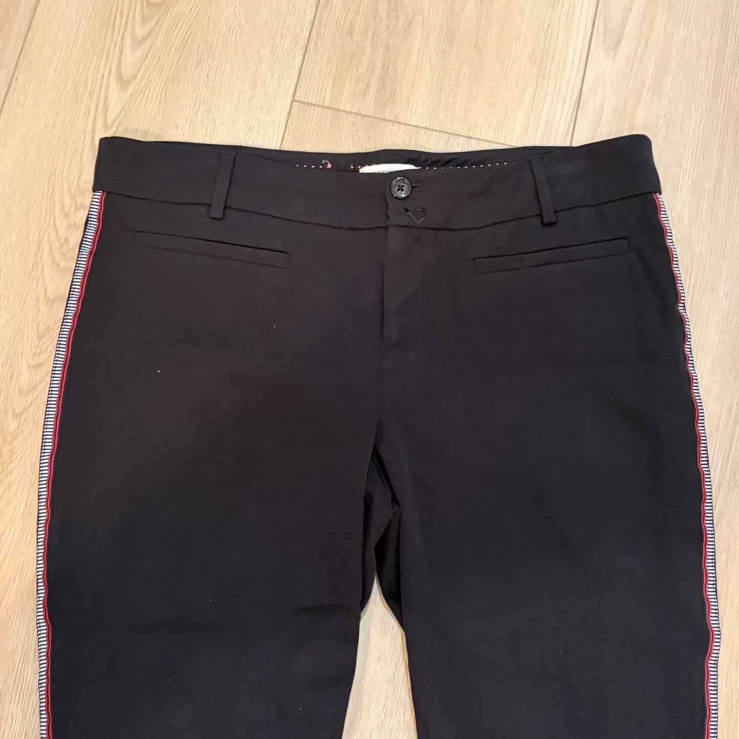 Anthropologie The Essential Slim Black Flat Front Pant Womens Size 14