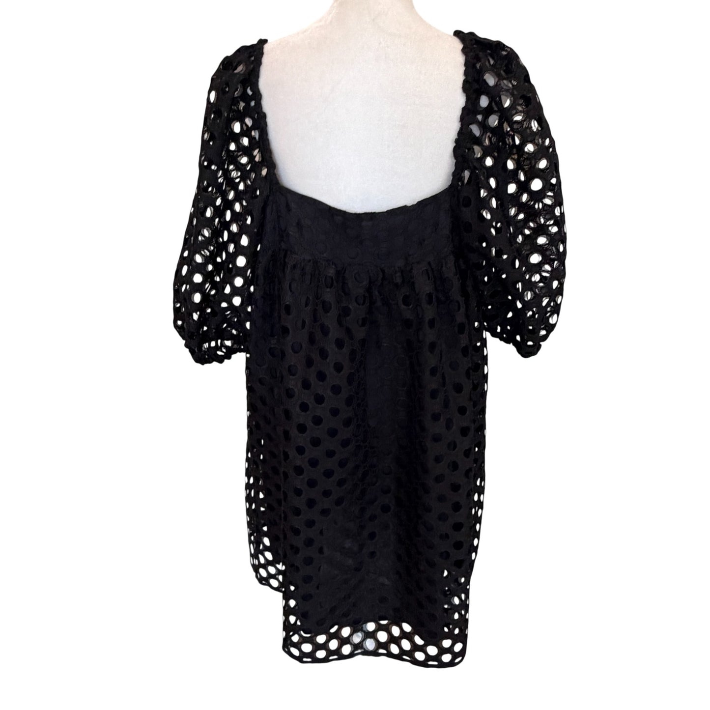 Kimchi Blue Puff Sleeve Black Eyelet Mini Dress Womens Size Large