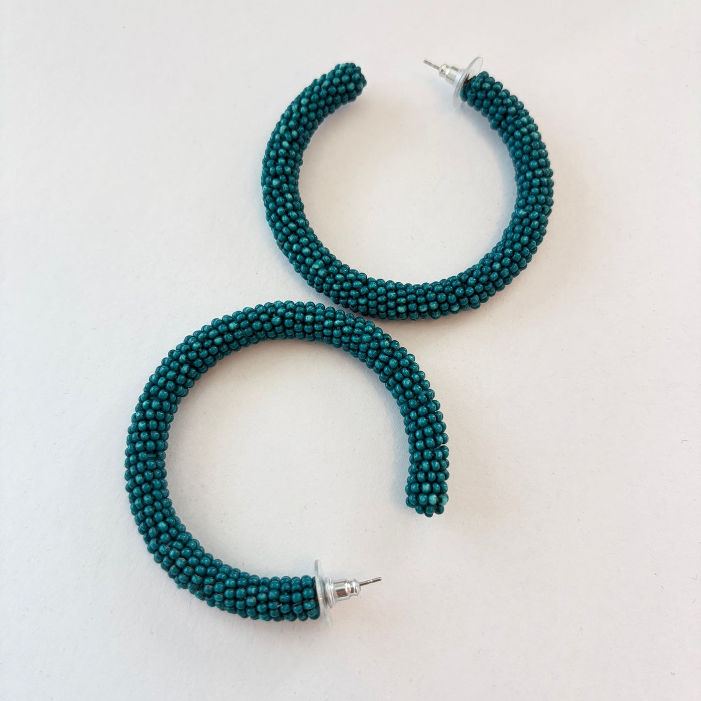 Deepa Gurnani Blue Beaded C Hoop Earrings