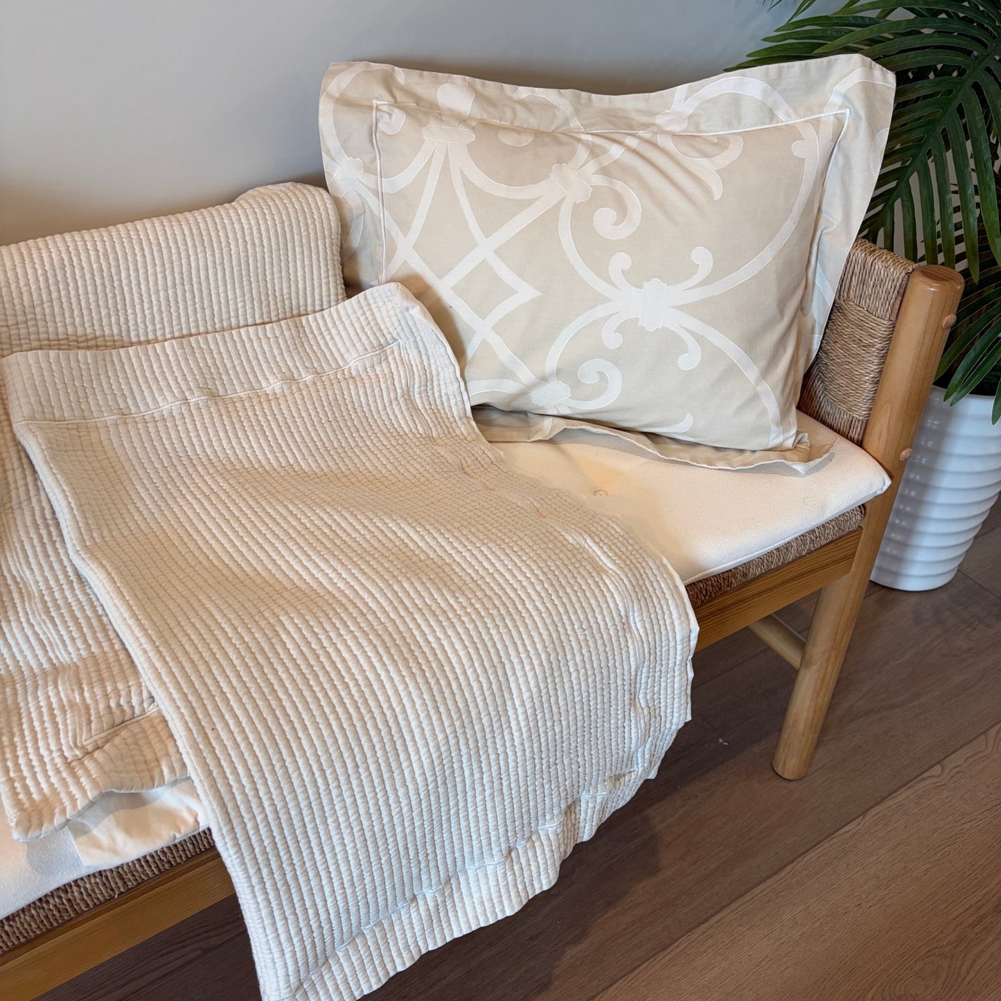 Yves Delorme LOT 4 Off-White, Ivory Pillow Shams, Lumbar Pillow Made in Paris