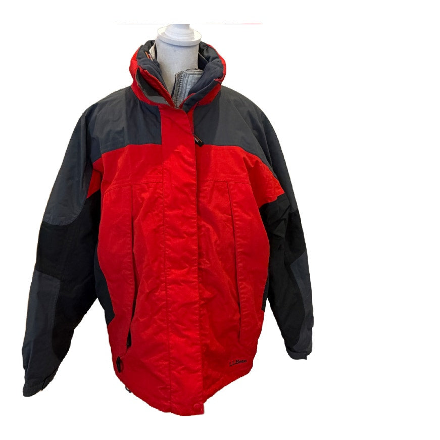 LL Bean Red Gray Winter Jacket Thinsulate 2 Coats in One 0 XC95 Women Size Large