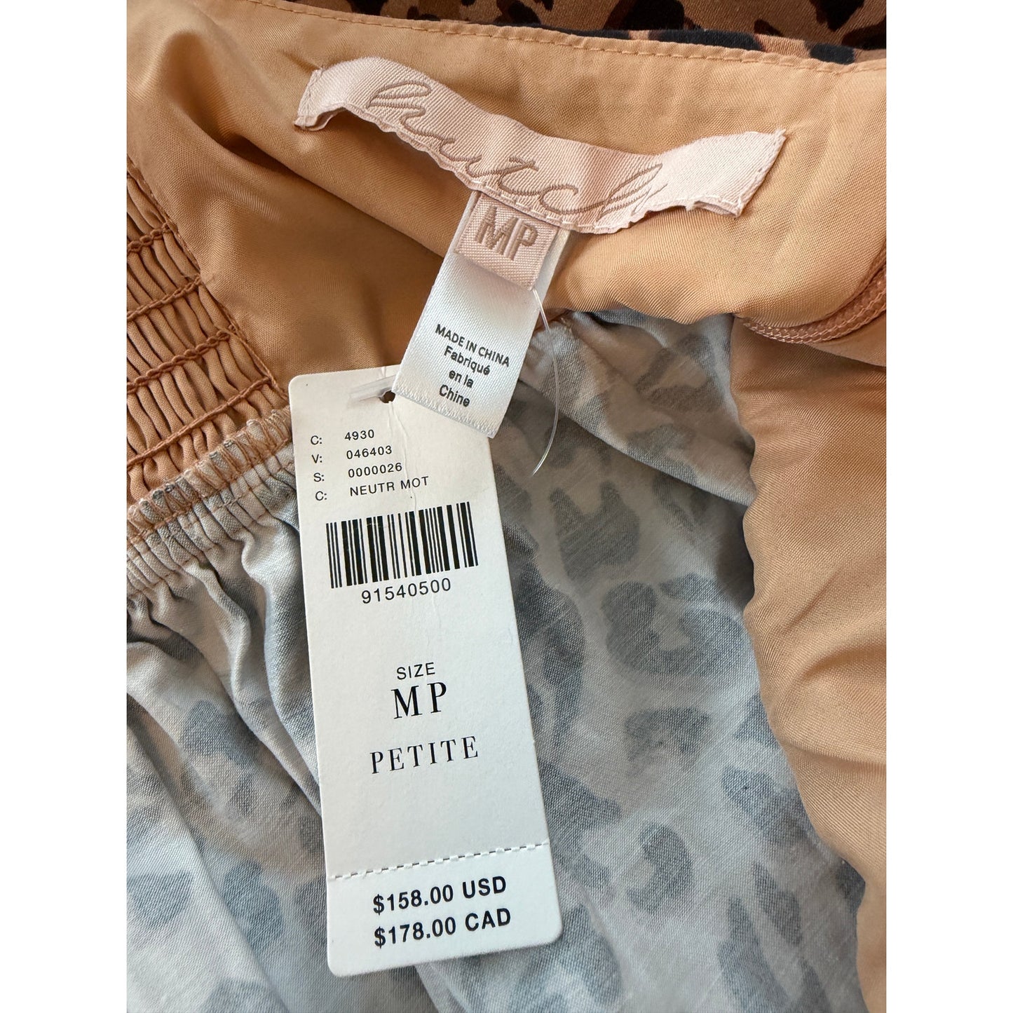 Anthropologie Hutch Bandeau Animal Print Womens Size Medium Petite NEW