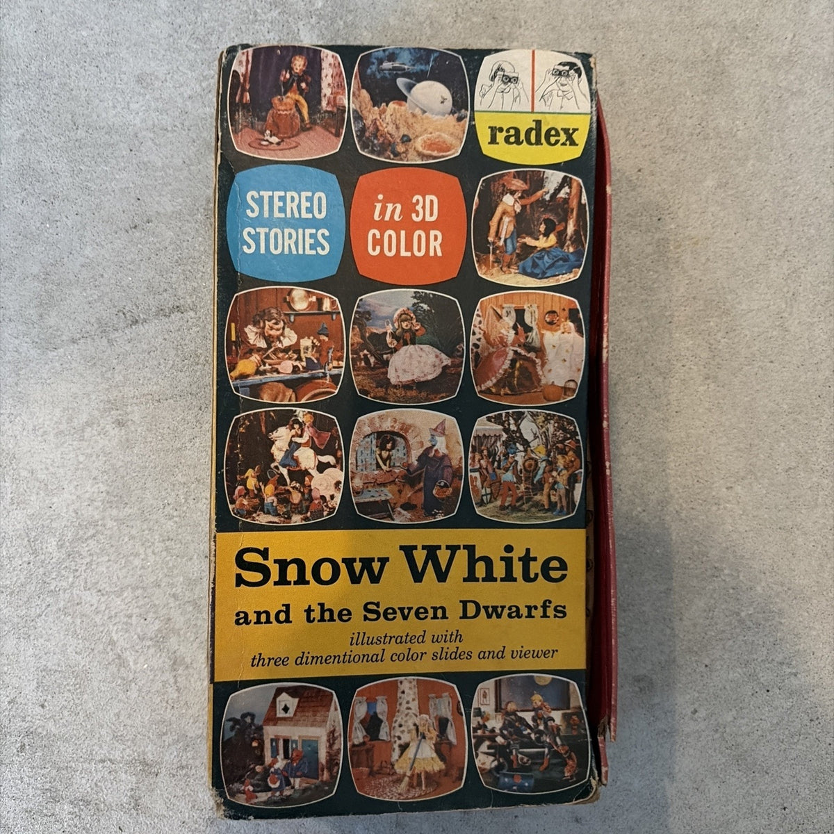 Radex 3D Stereo Viewer 6 Color Slides Snow White & the Seven Dwarfs In Box
