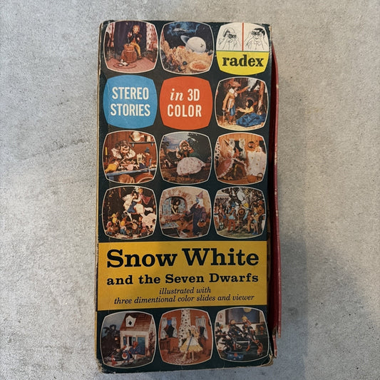 Radex 3D Stereo Viewer 6 Color Slides Snow White & the Seven Dwarfs In Box